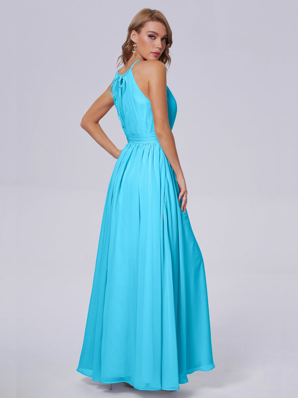 Amy Gorgeous Halter Chiffon Long Bridesmaid Dresses