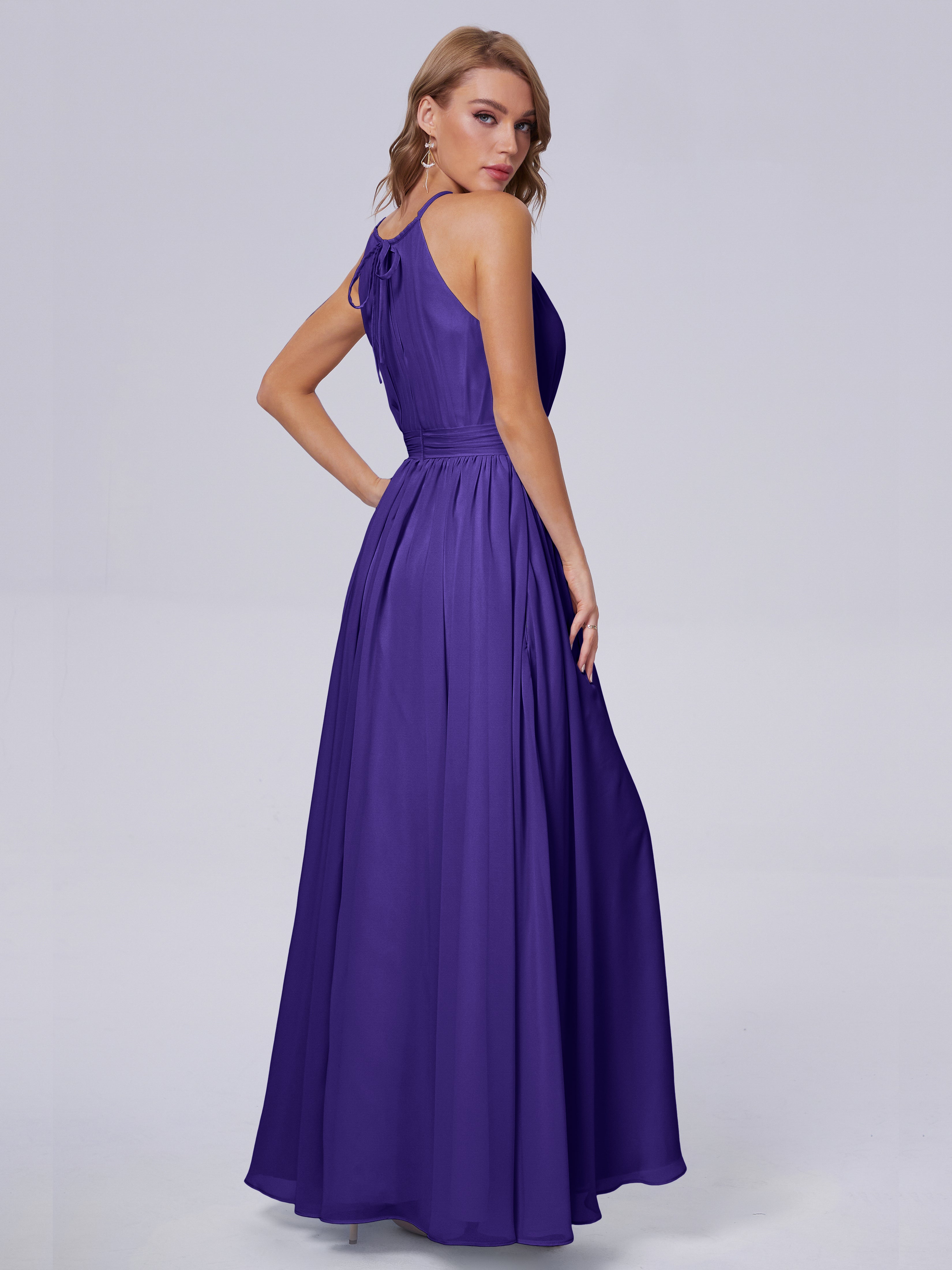 Amy Gorgeous Halter Chiffon Long Bridesmaid Dresses