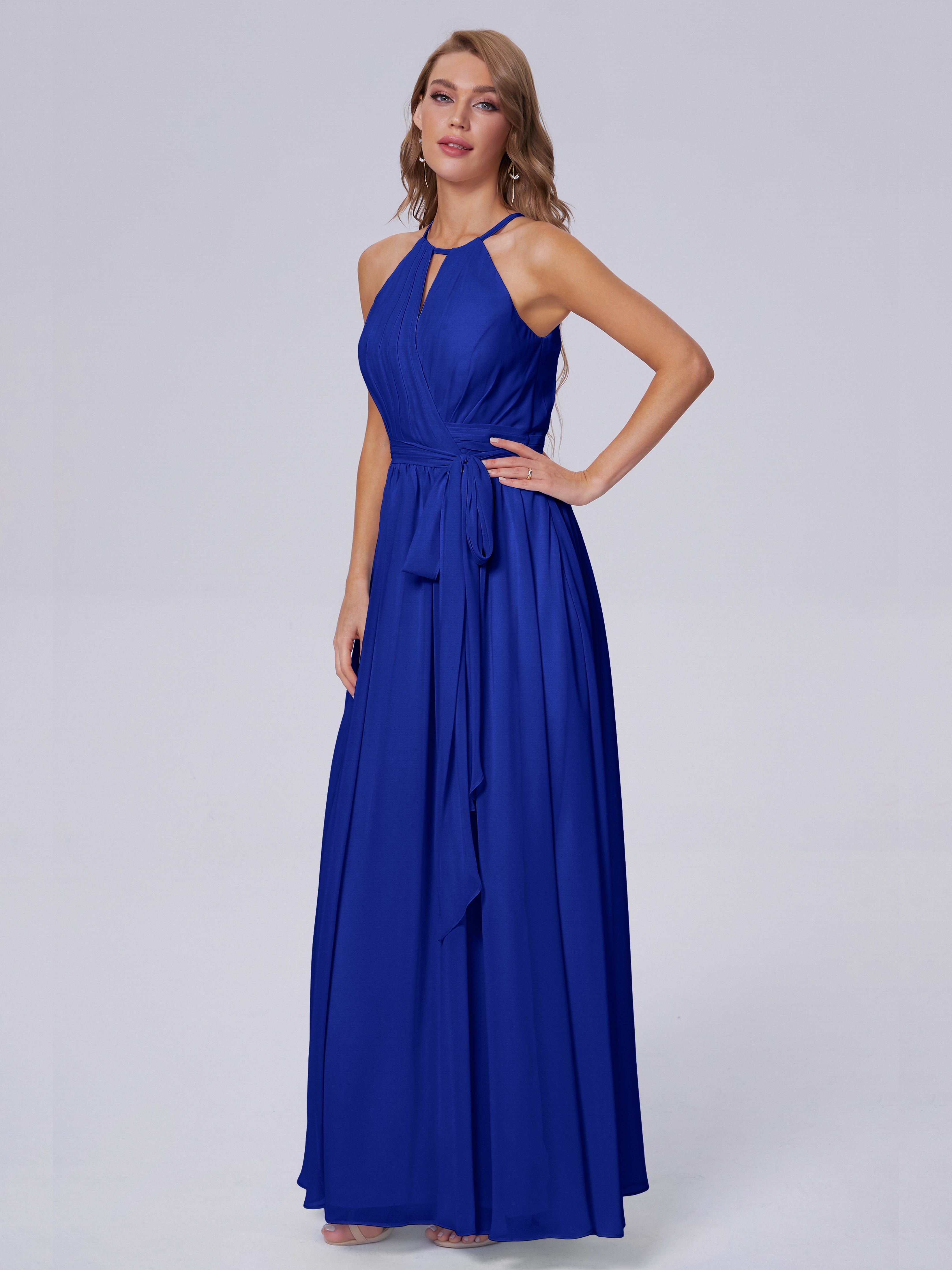 Amy Gorgeous Halter Chiffon Long Bridesmaid Dresses