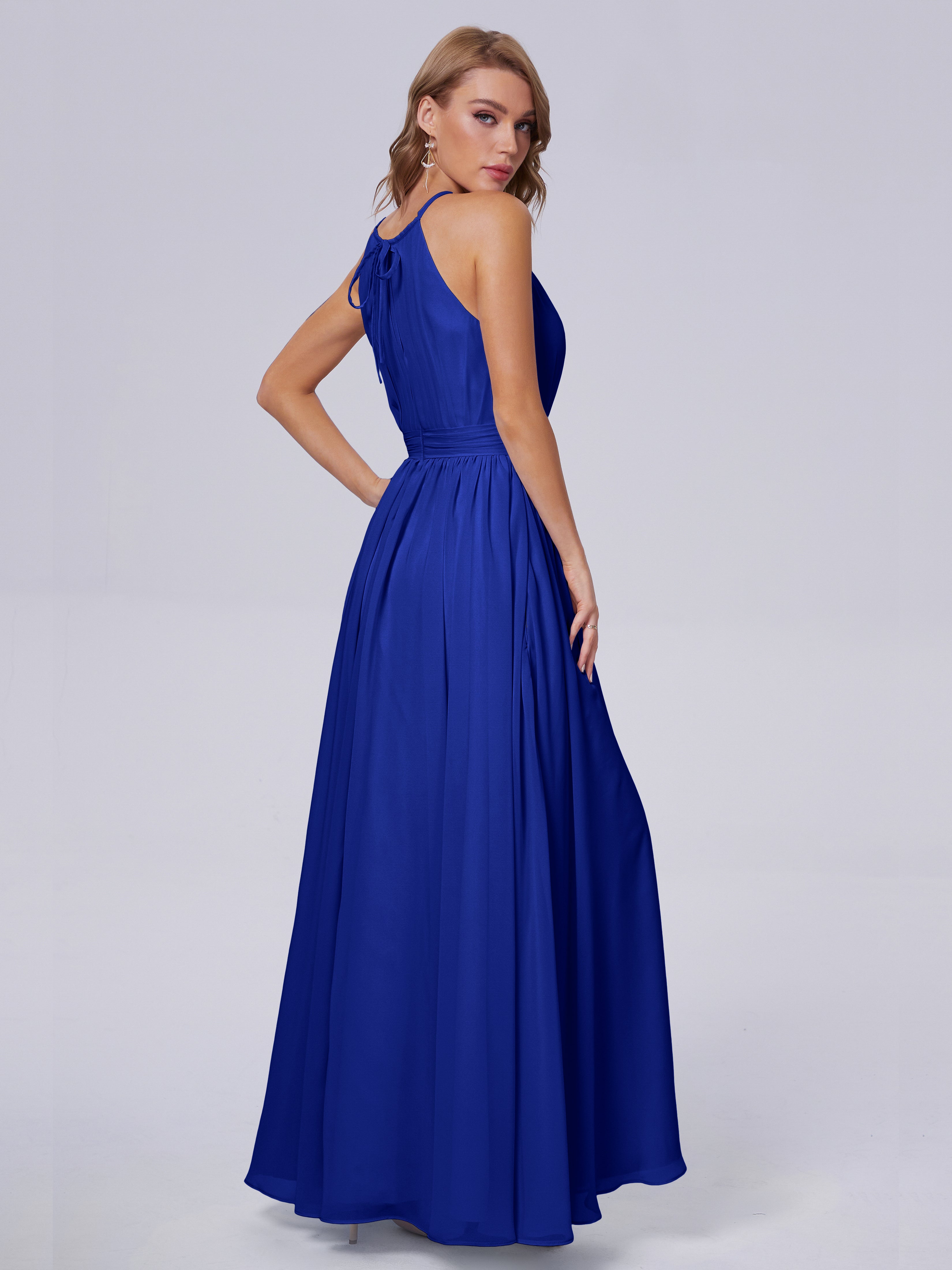 Amy Gorgeous Halter Chiffon Long Bridesmaid Dresses