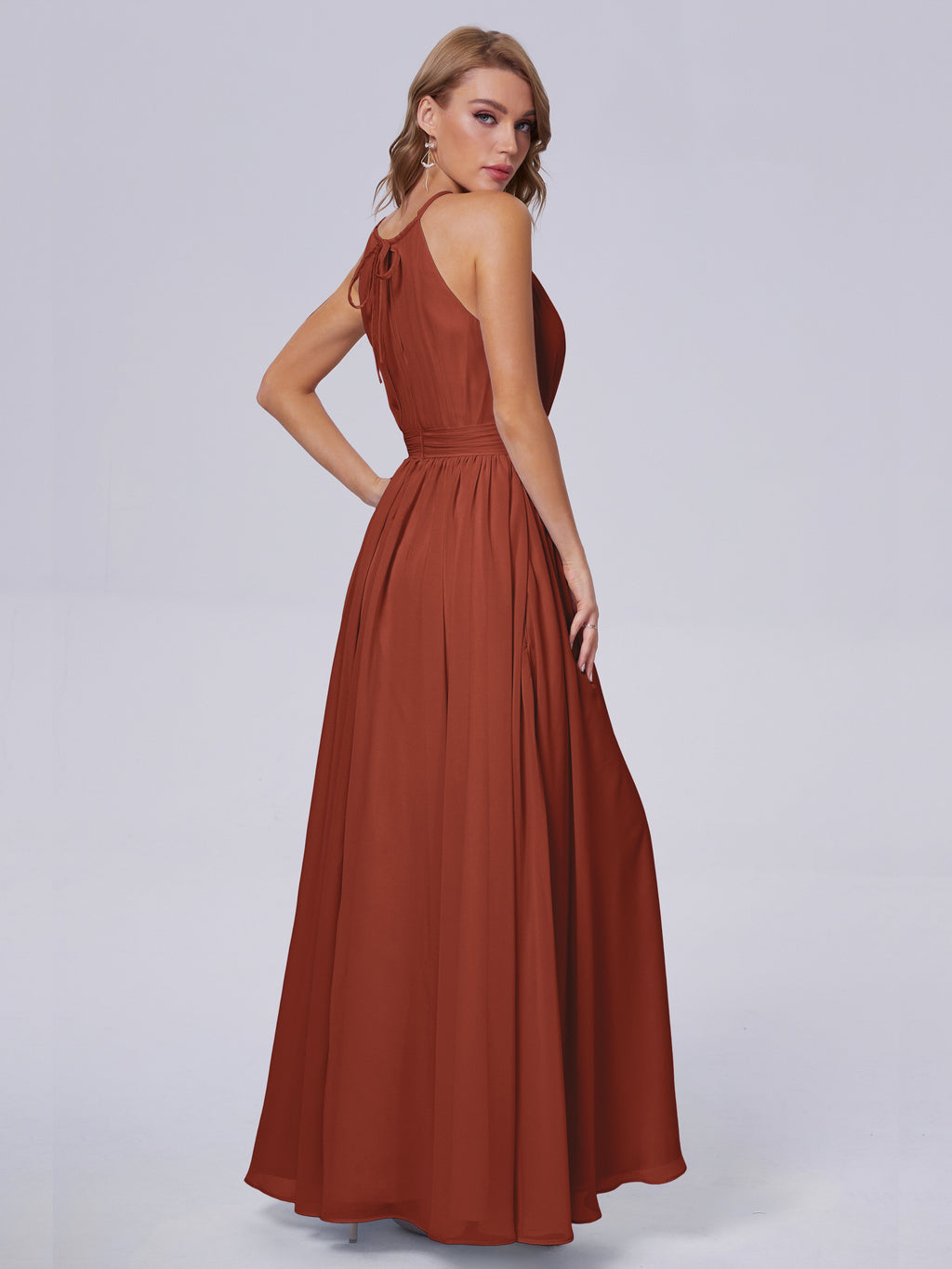 Amy Gorgeous Halter Chiffon Long Bridesmaid Dresses