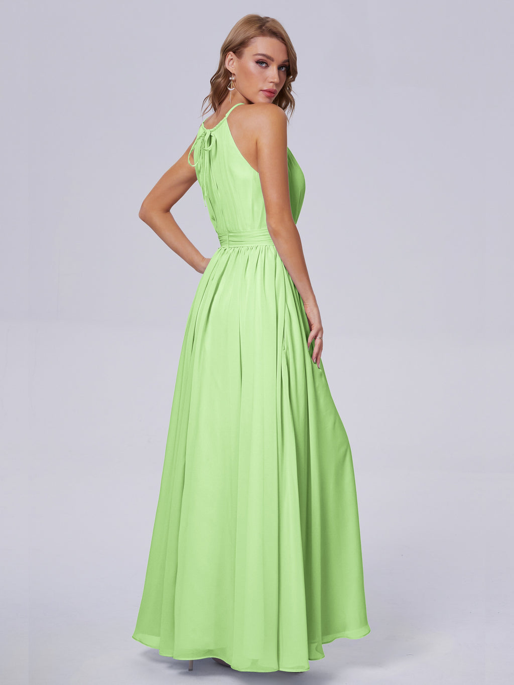 Amy Gorgeous Halter Chiffon Long Bridesmaid Dresses