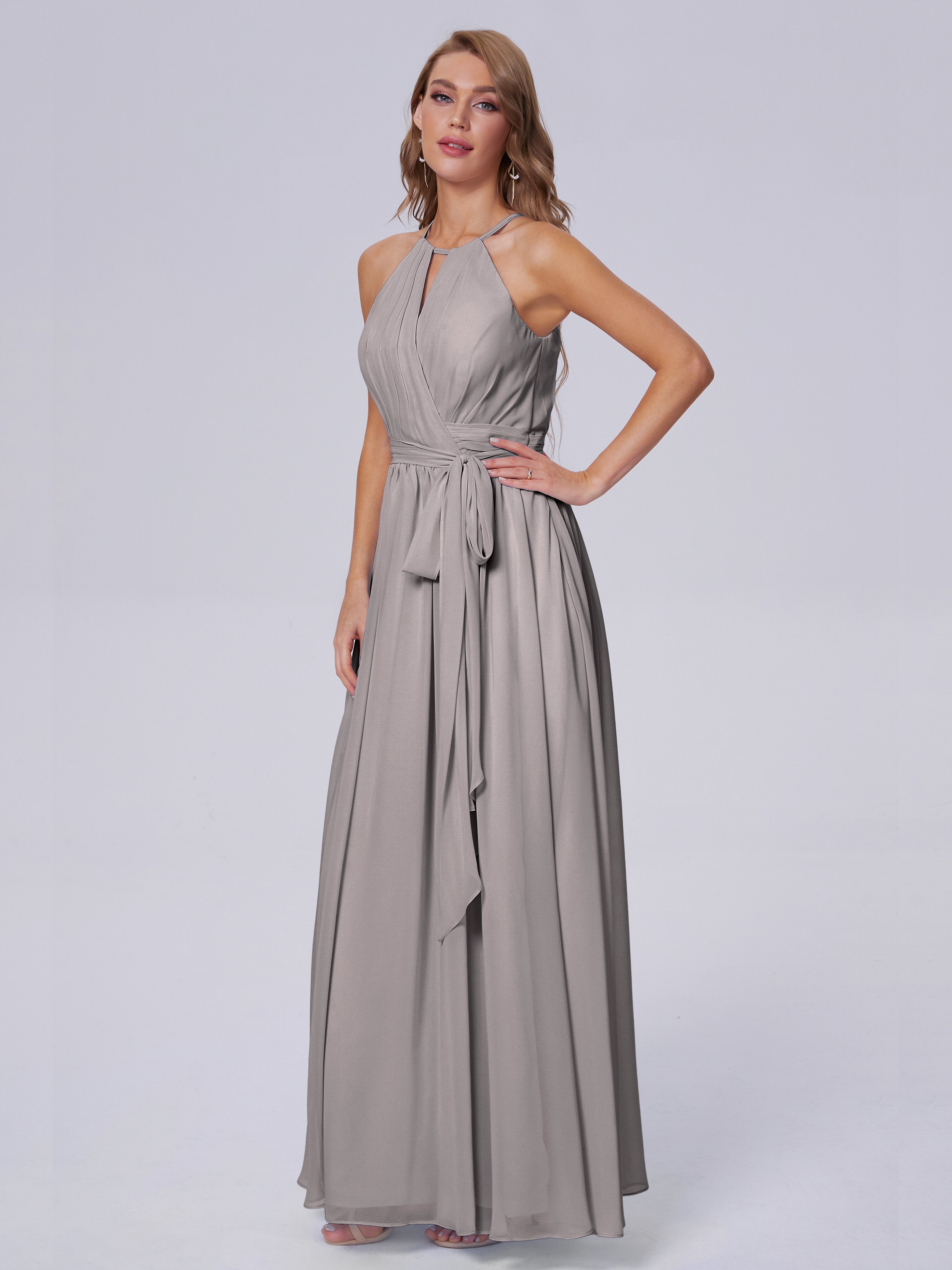 Amy Gorgeous Halter Chiffon Long Bridesmaid Dresses