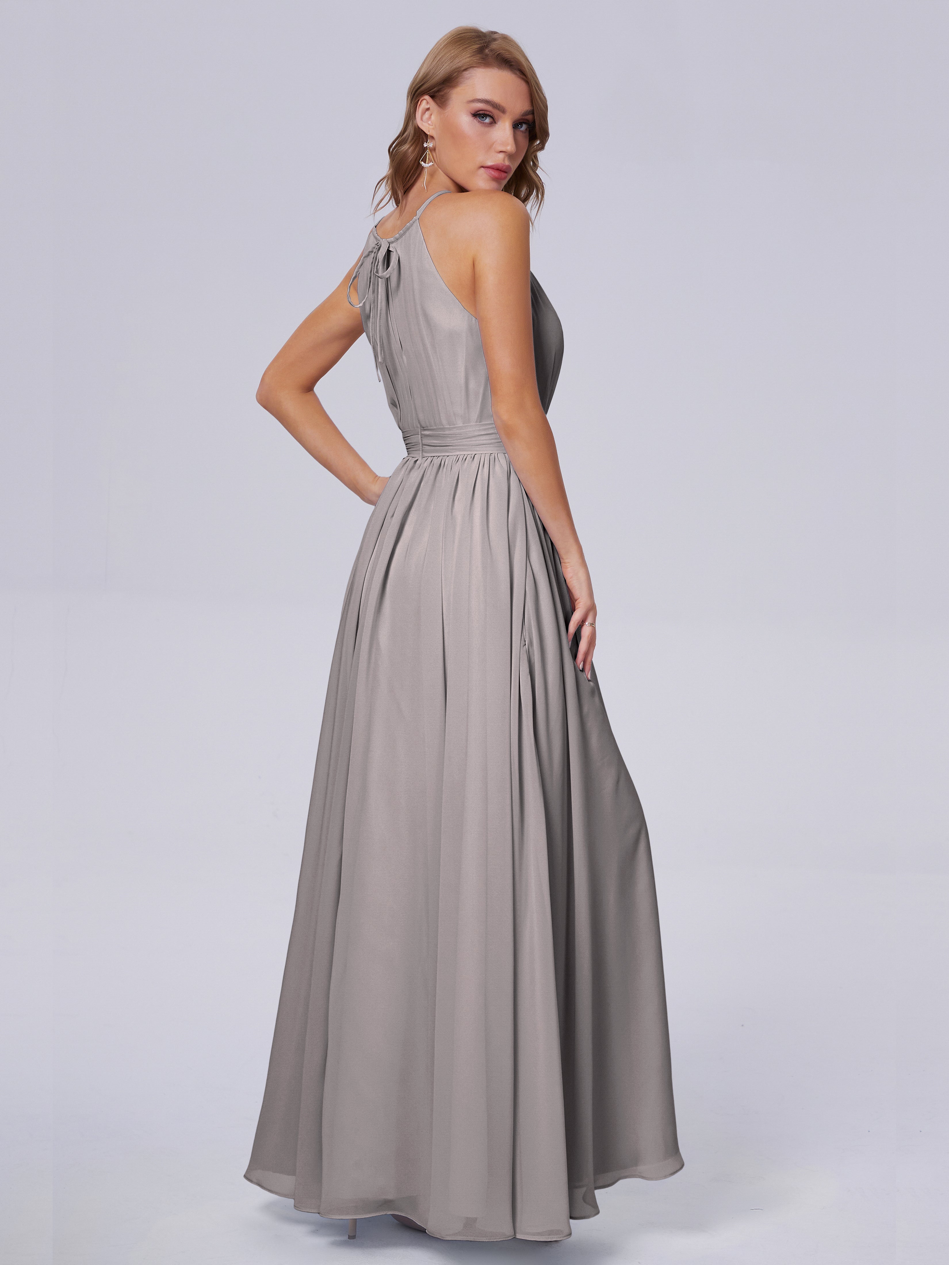 Amy Gorgeous Halter Chiffon Long Bridesmaid Dresses