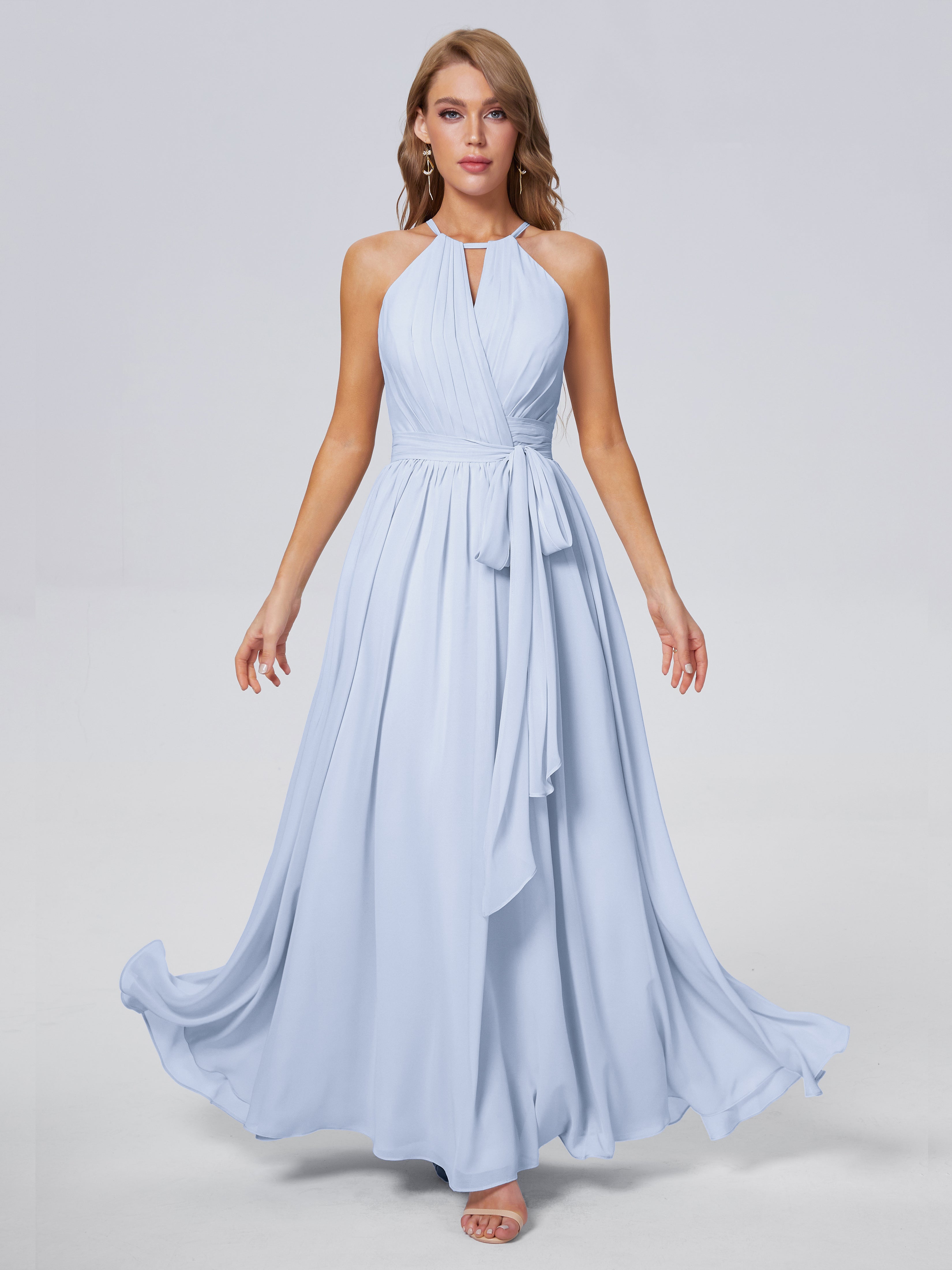 Amy Gorgeous Halter Chiffon Long Bridesmaid Dresses