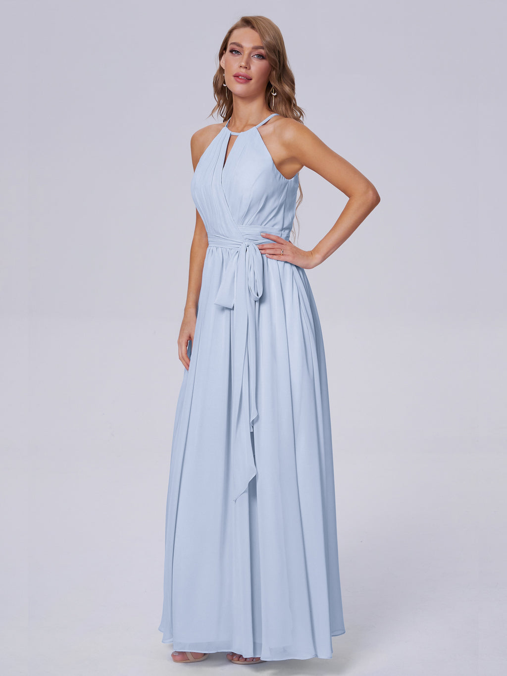 Amy Gorgeous Halter Chiffon Long Bridesmaid Dresses