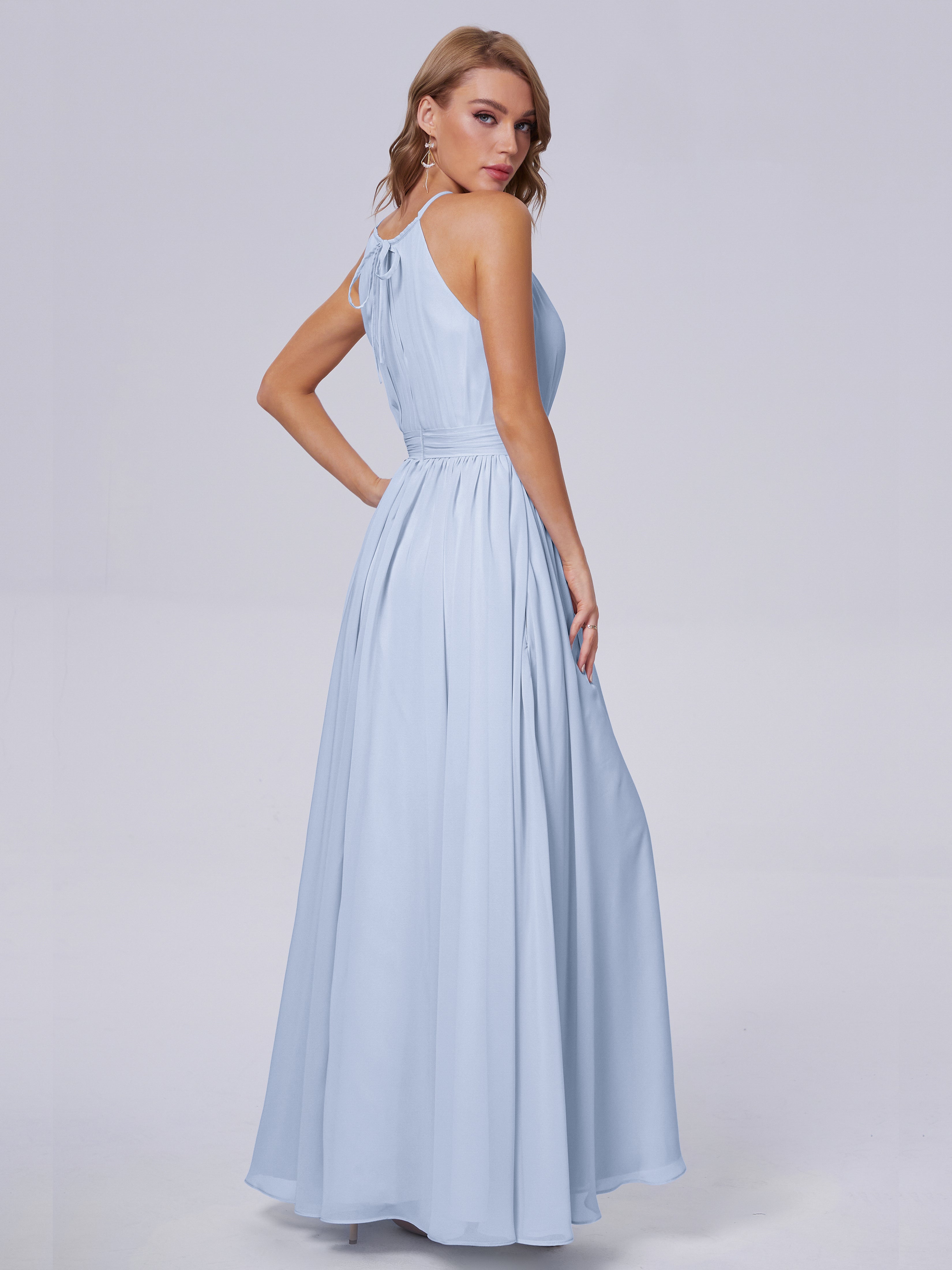 Amy Gorgeous Halter Chiffon Long Bridesmaid Dresses
