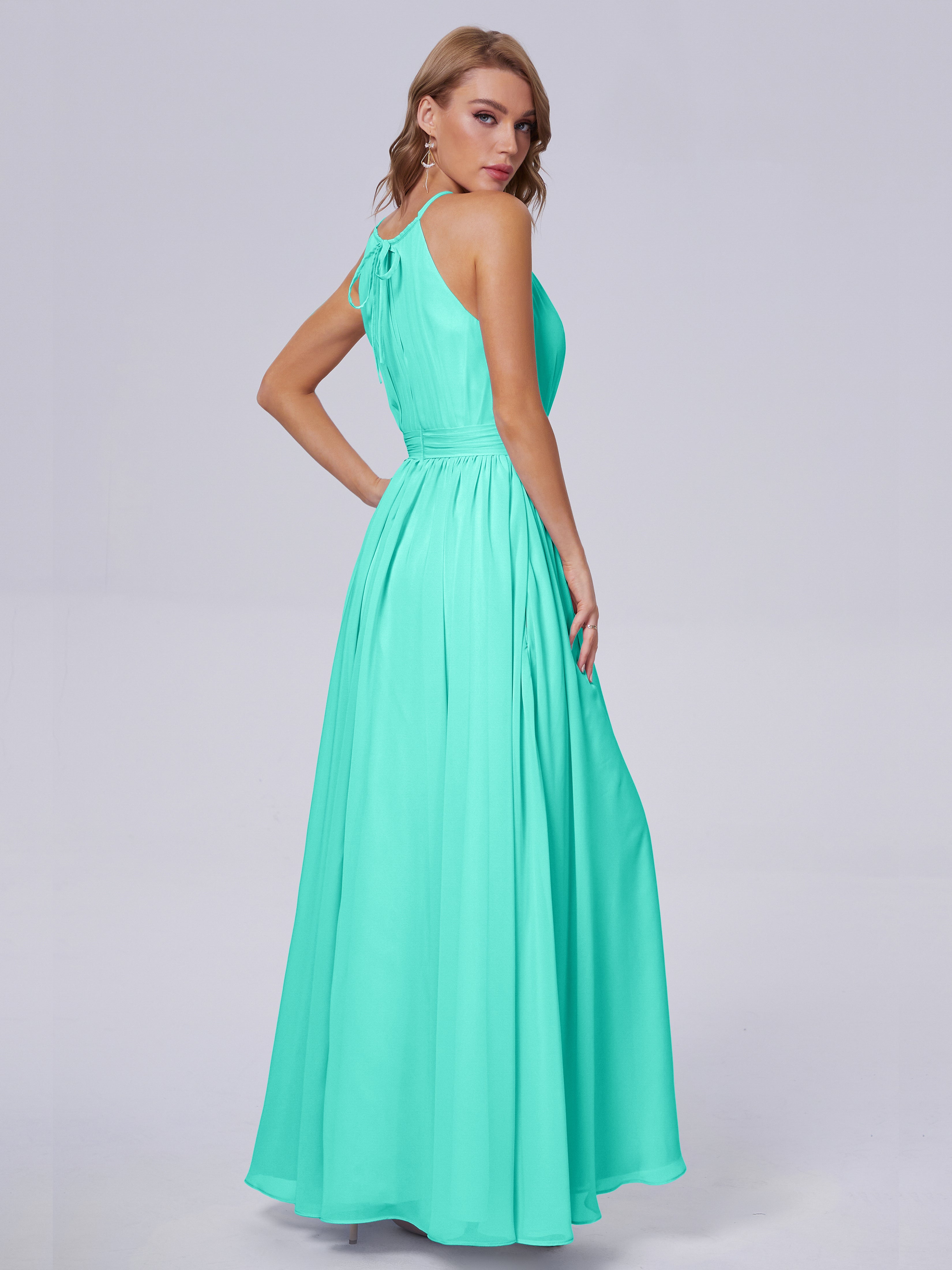 Amy Gorgeous Halter Chiffon Long Bridesmaid Dresses