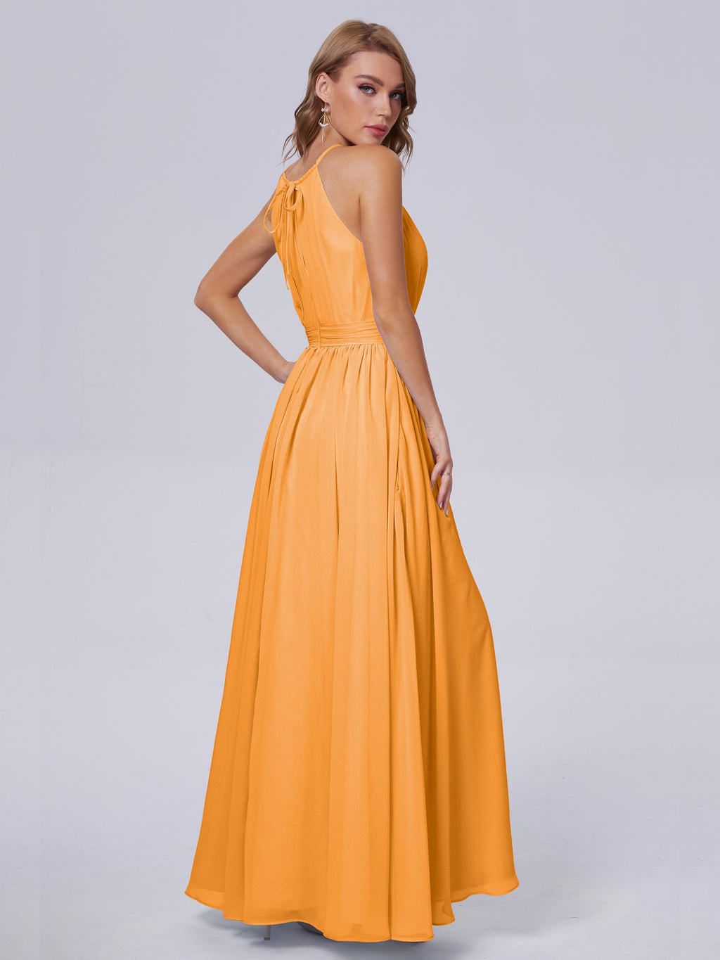 Amy Gorgeous Halter Chiffon Long Bridesmaid Dresses