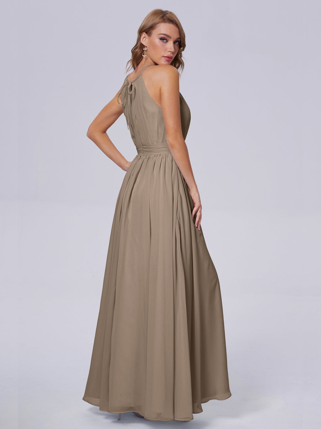 Amy Gorgeous Halter Chiffon Long Bridesmaid Dresses