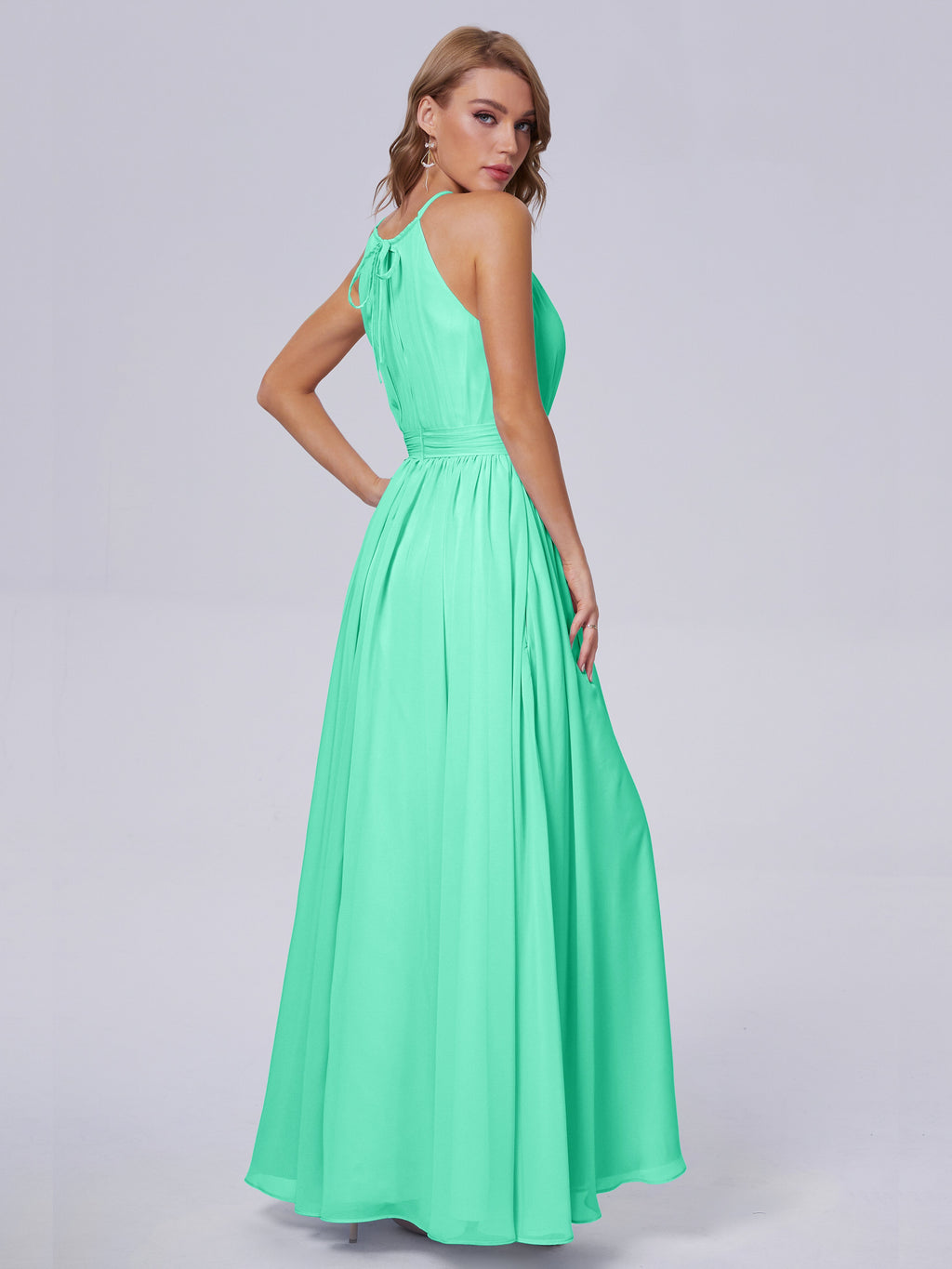 Amy Gorgeous Halter Chiffon Long Bridesmaid Dresses