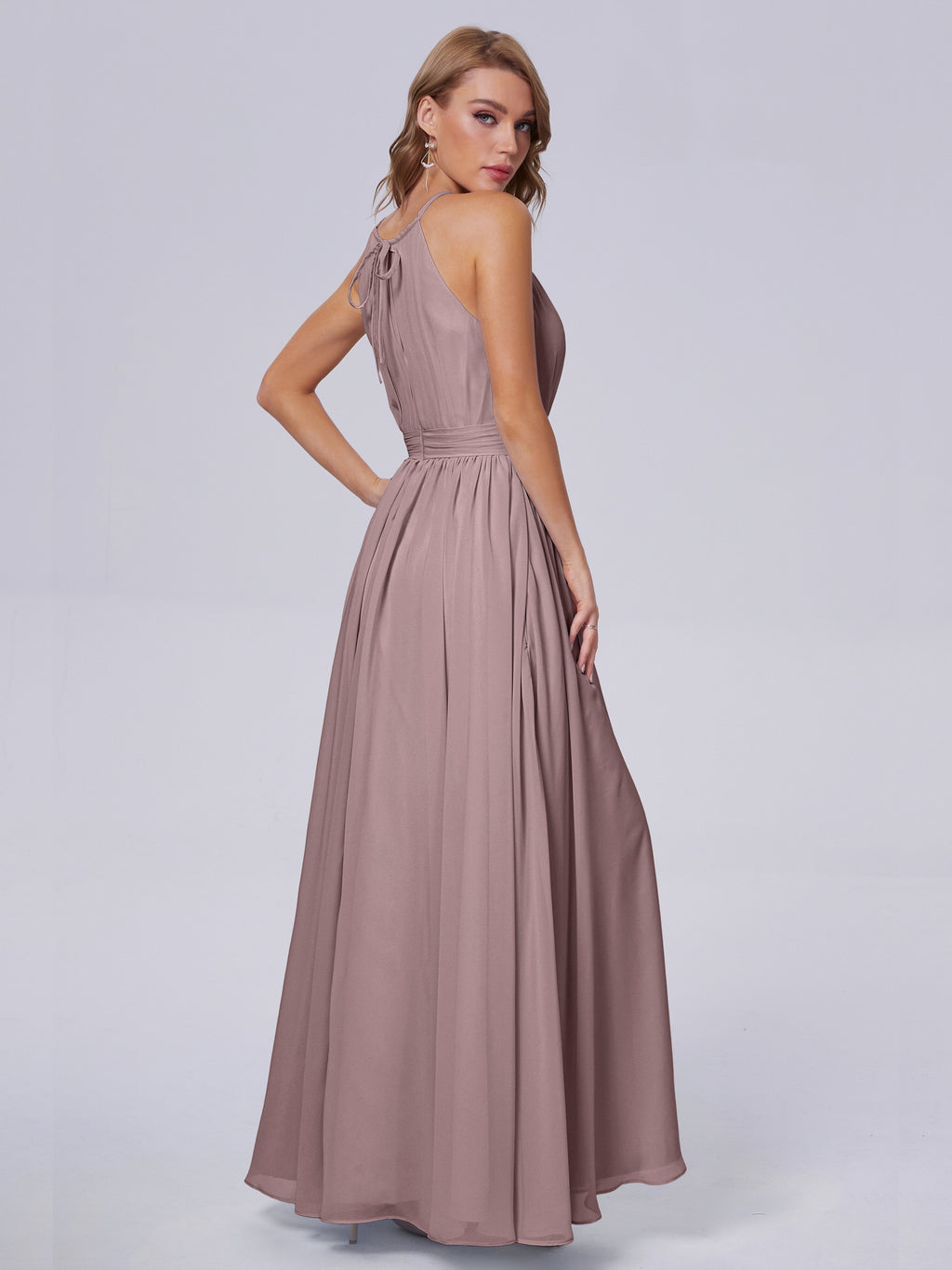 Amy Gorgeous Halter Chiffon Long Bridesmaid Dresses