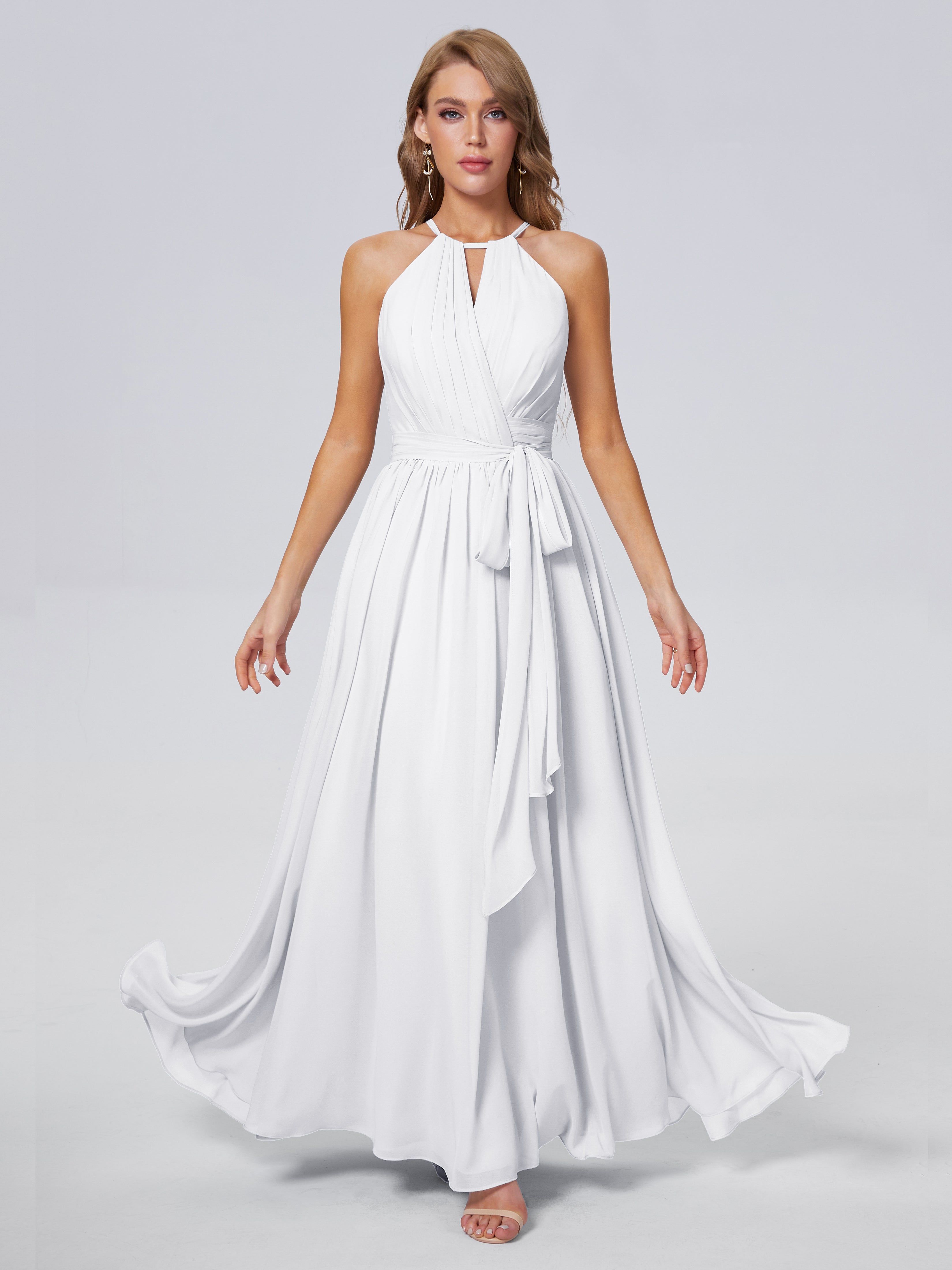 Amy Gorgeous Halter Chiffon Long Bridesmaid Dresses