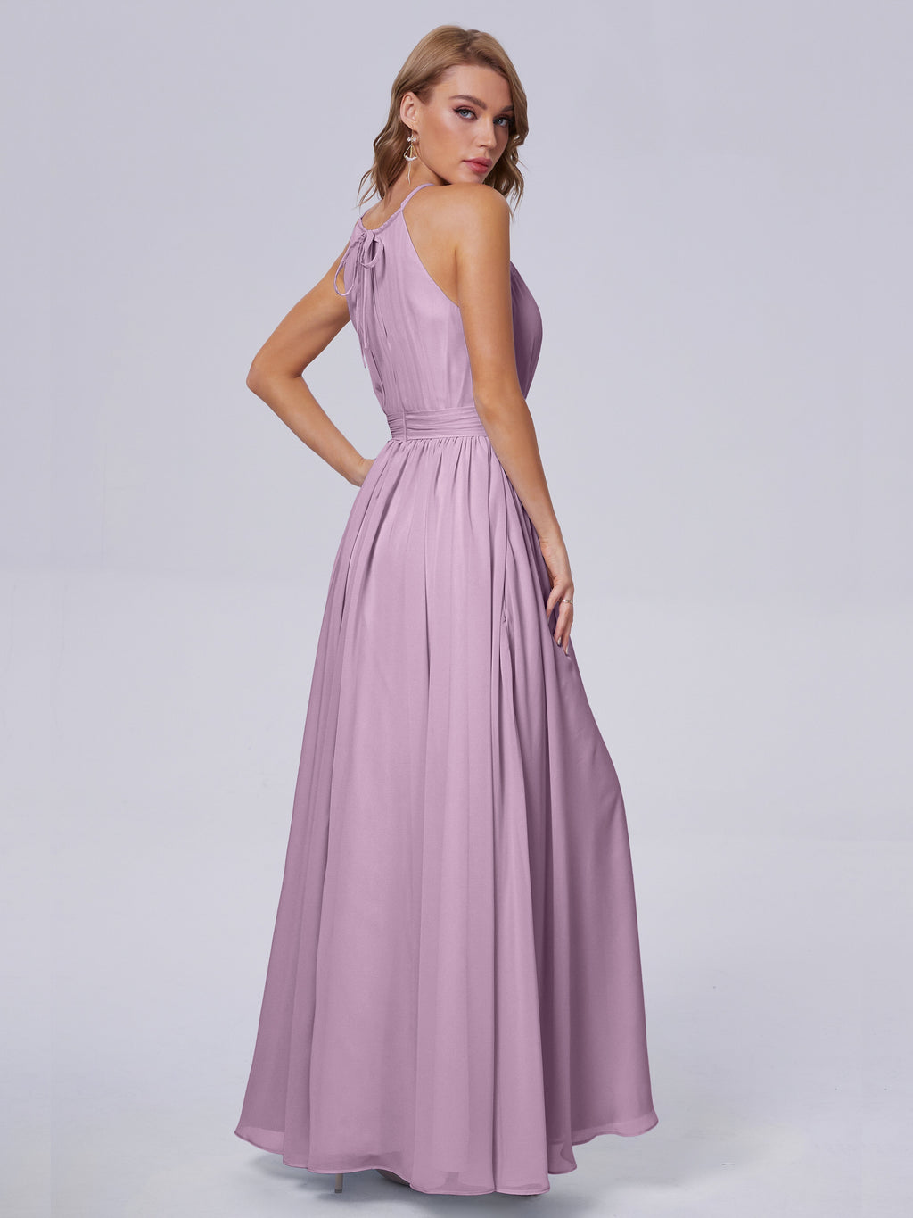 Amy Gorgeous Halter Chiffon Long Bridesmaid Dresses