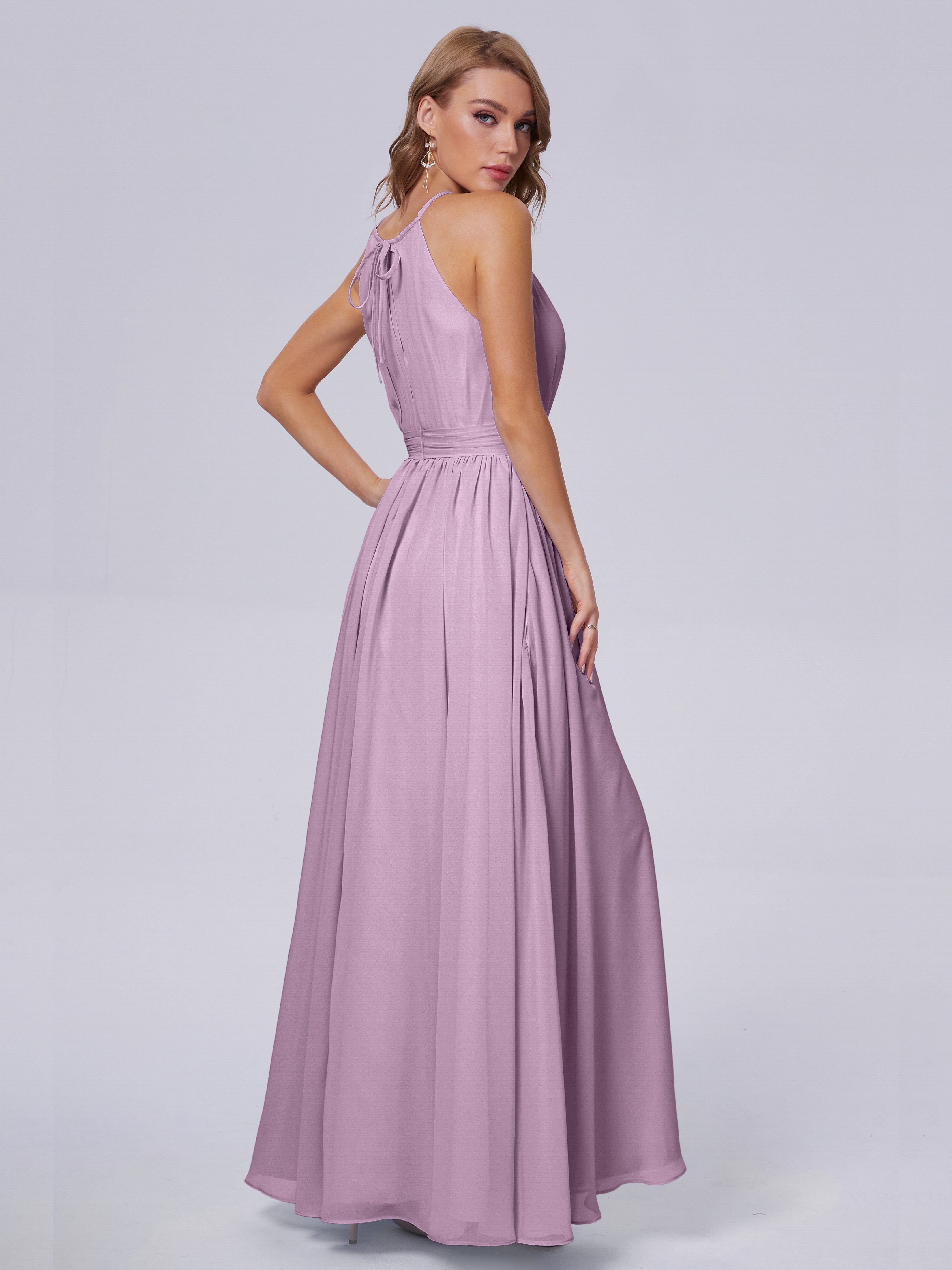Amy Gorgeous Halter Chiffon Long Bridesmaid Dresses