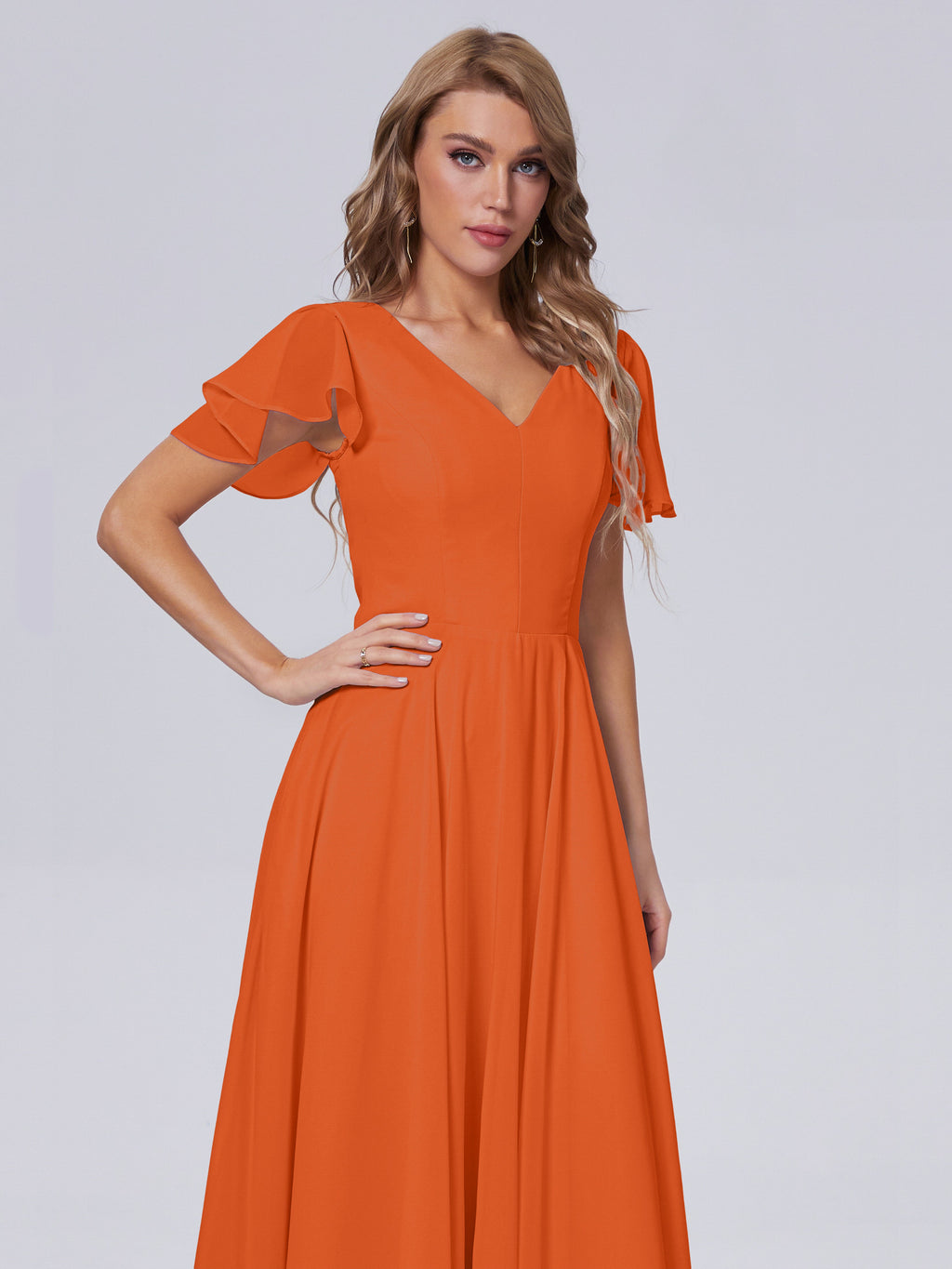 Anastasia Chiffon Long Bridesmaid Dresses With Sleeves
