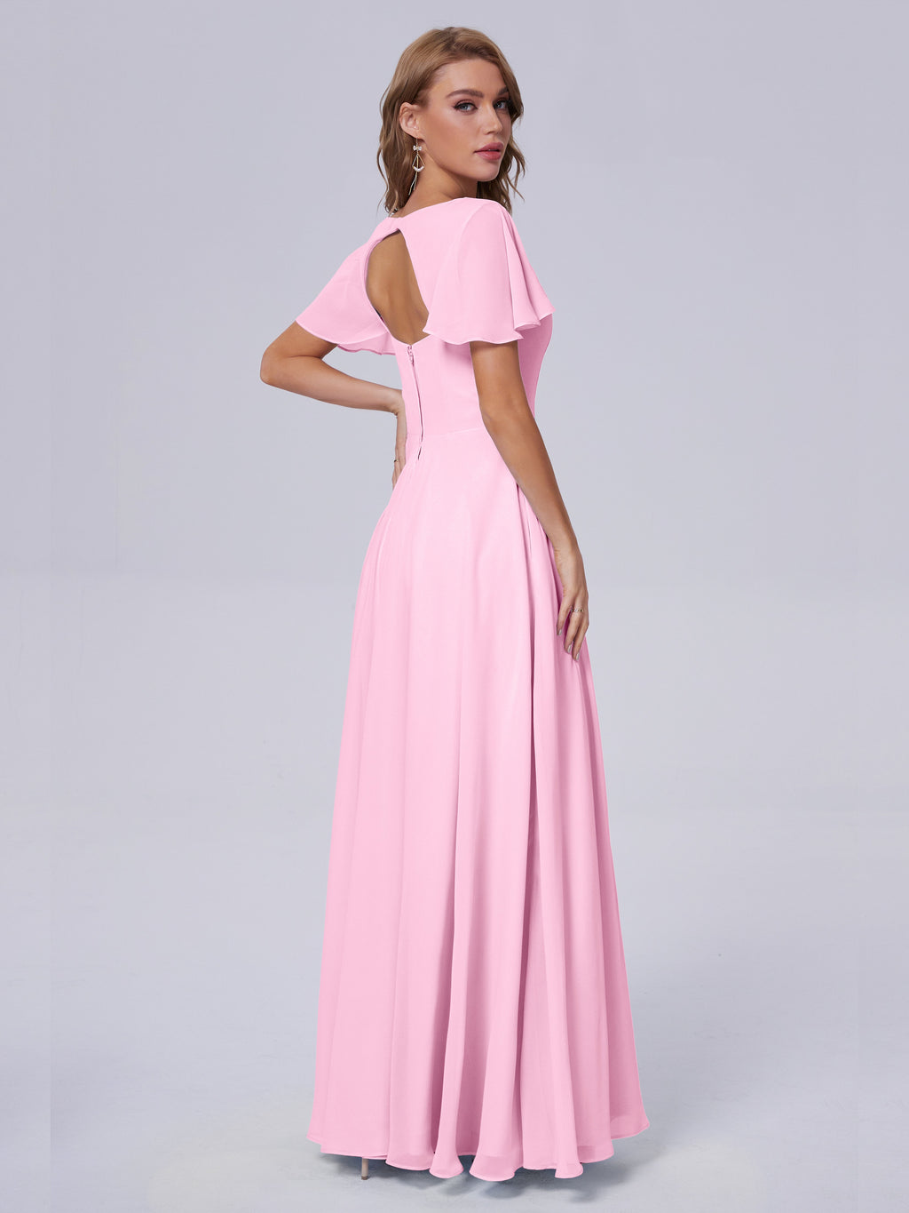Anastasia Chiffon Long Bridesmaid Dresses With Sleeves
