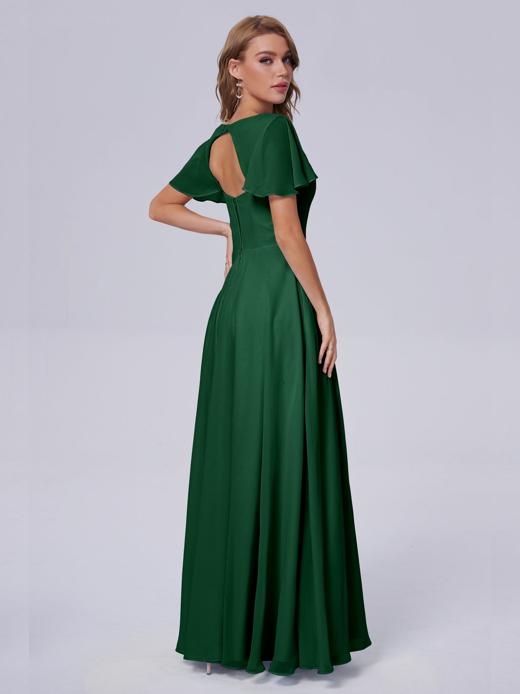 Anastasia Chiffon Long Bridesmaid Dresses With Sleeves