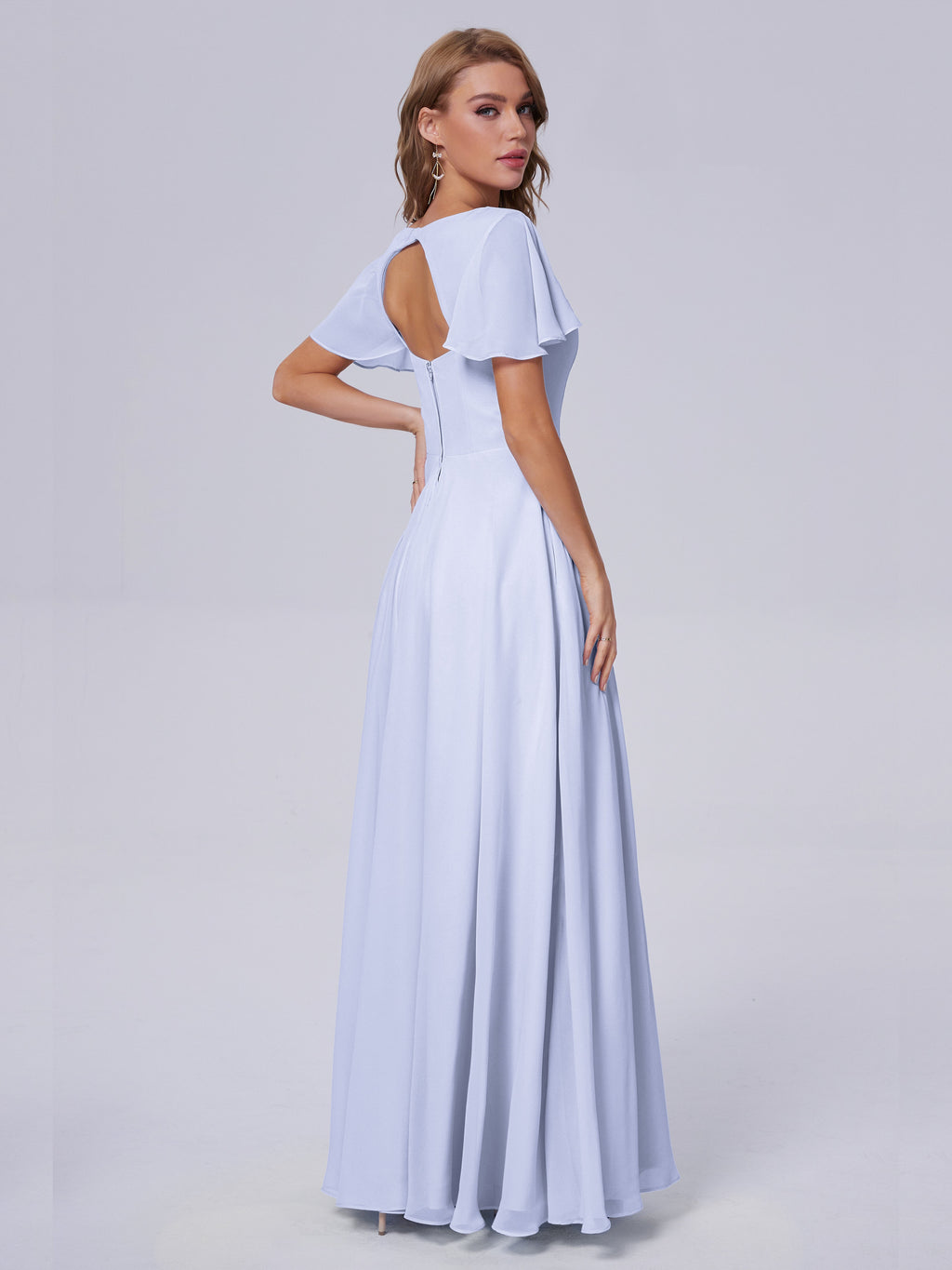 Anastasia Chiffon Long Bridesmaid Dresses With Sleeves