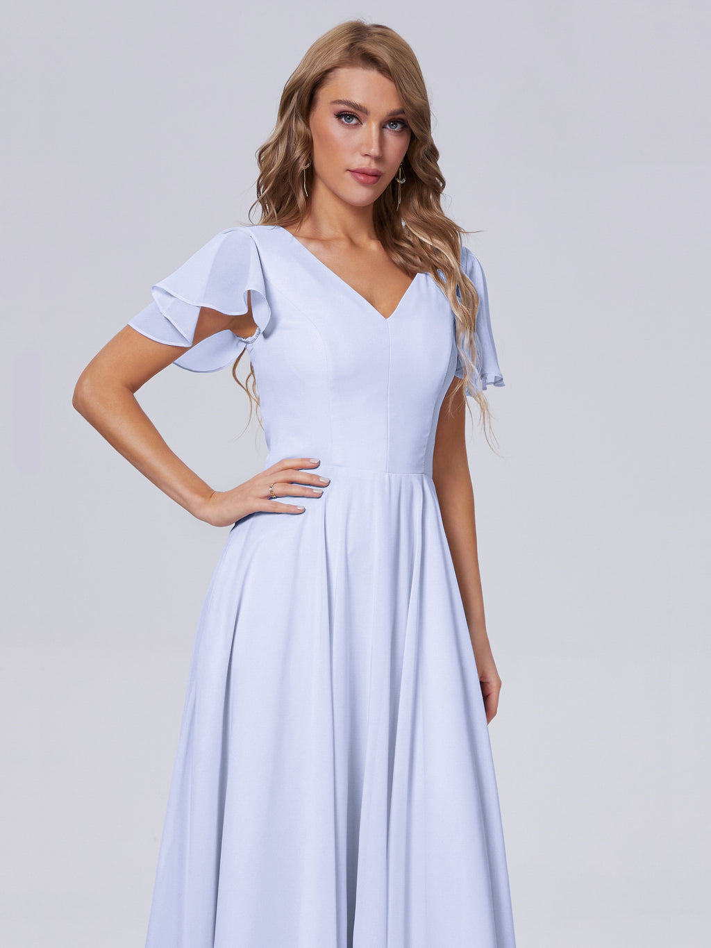 Anastasia Chiffon Long Bridesmaid Dresses With Sleeves