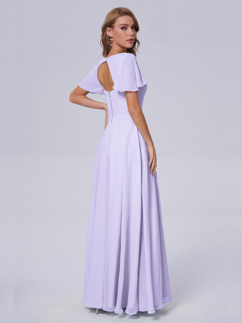 Anastasia Chiffon Long Bridesmaid Dresses With Sleeves