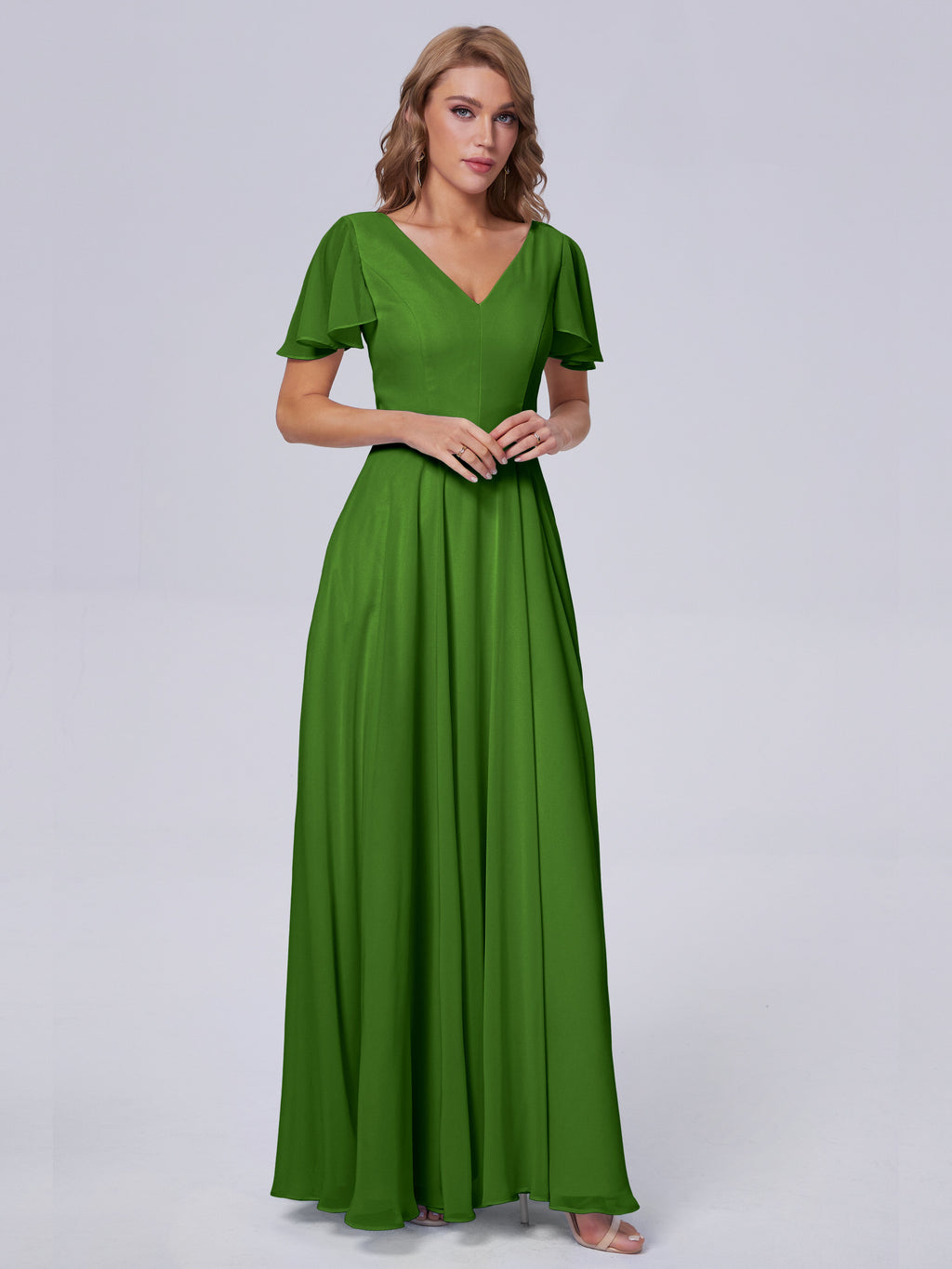 Anastasia Chiffon Long Bridesmaid Dresses With Sleeves