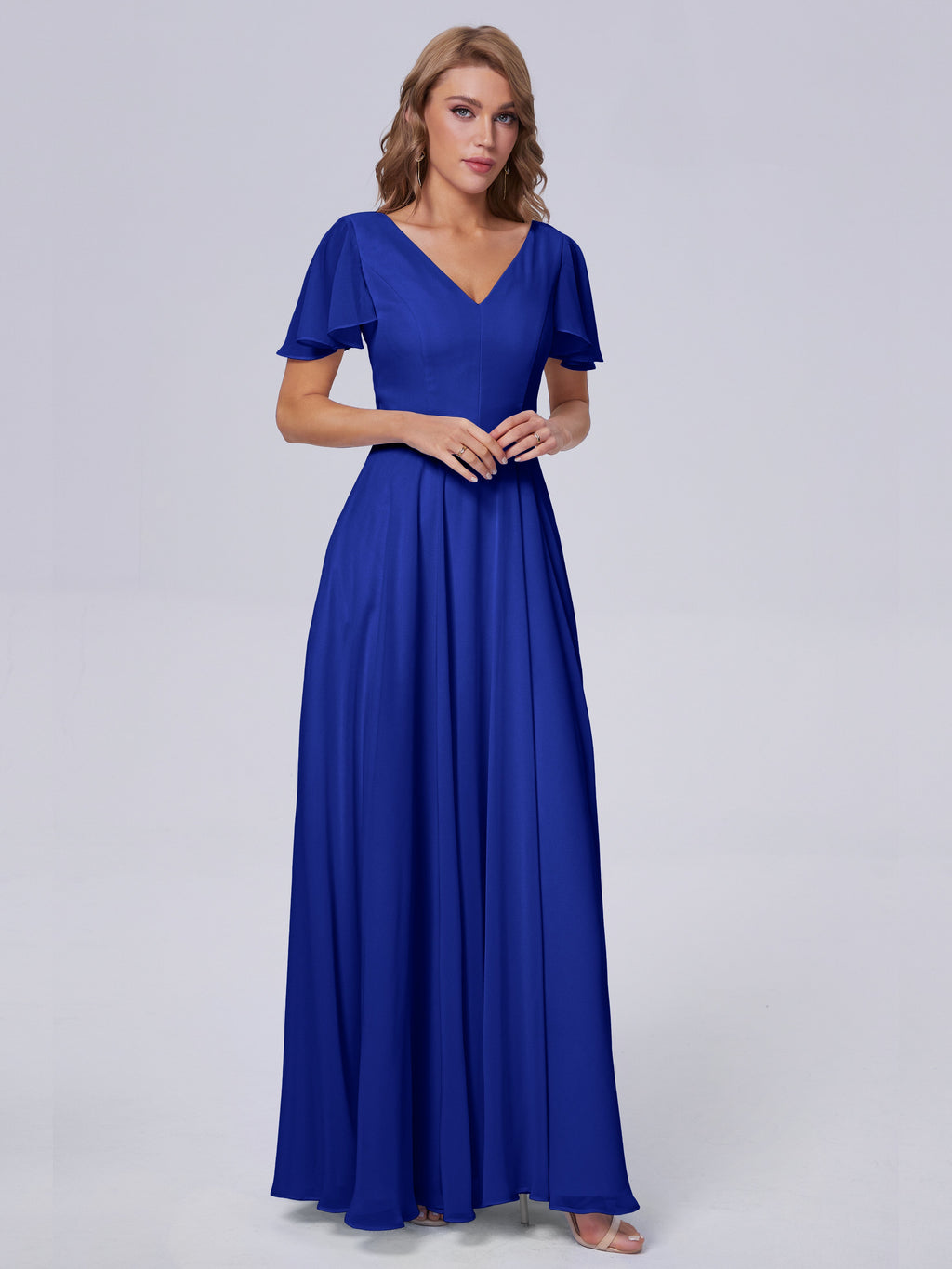 Anastasia Chiffon Long Bridesmaid Dresses With Sleeves