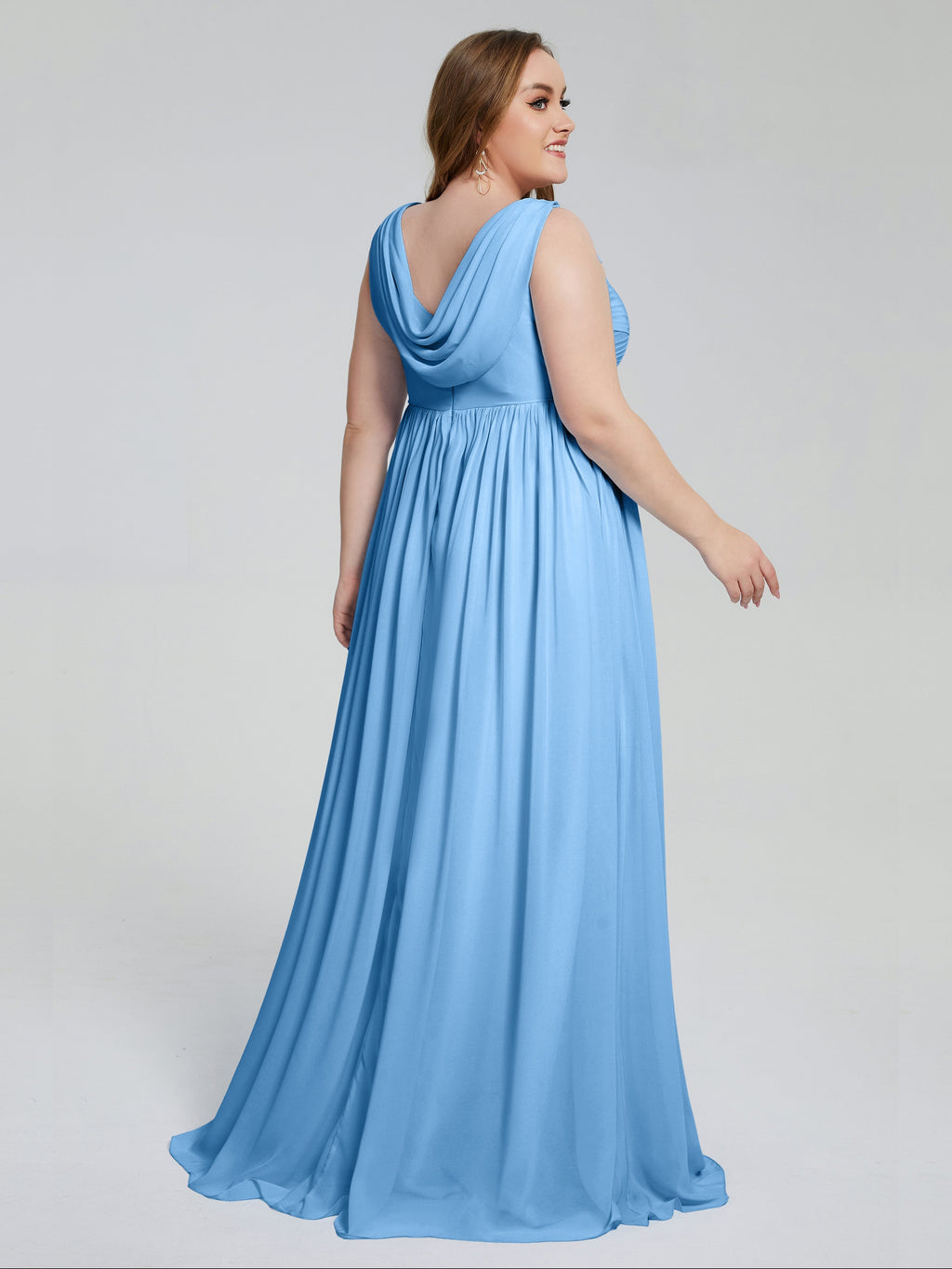 Angelina Sleeveless Plus Size Chiffon Long Bridesmaid Dresses