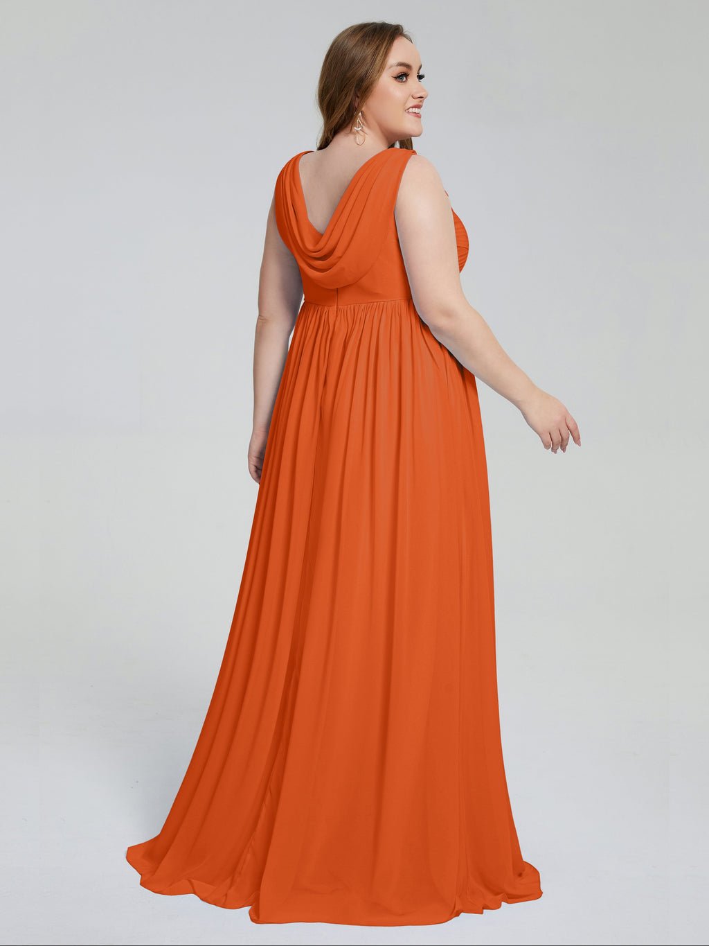 Angelina Sleeveless Plus Size Chiffon Long Bridesmaid Dresses