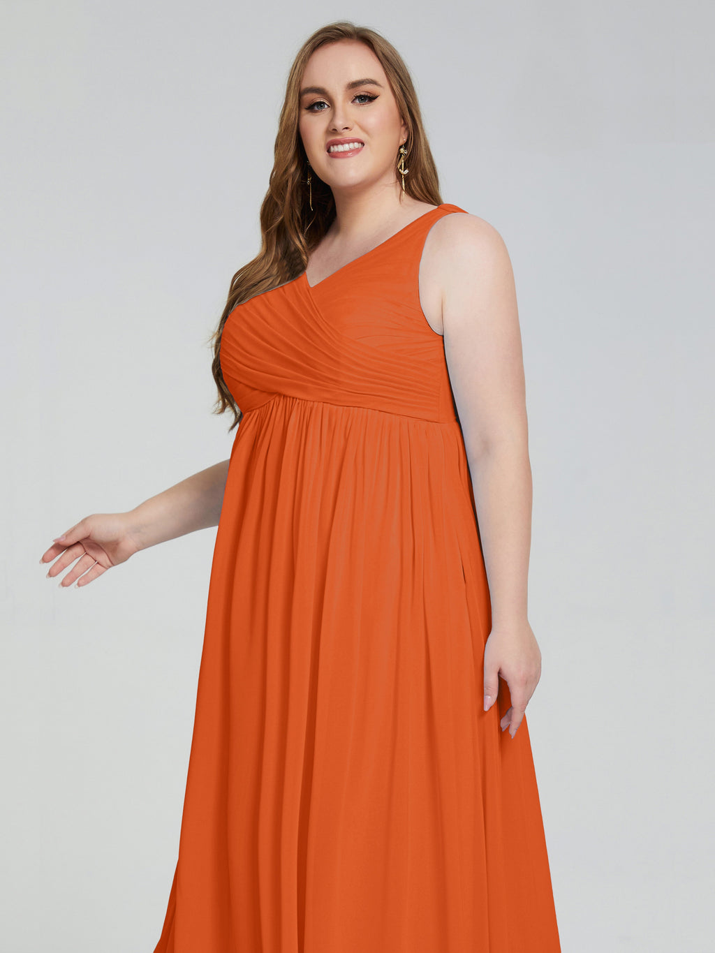 Angelina Sleeveless Plus Size Chiffon Long Bridesmaid Dresses