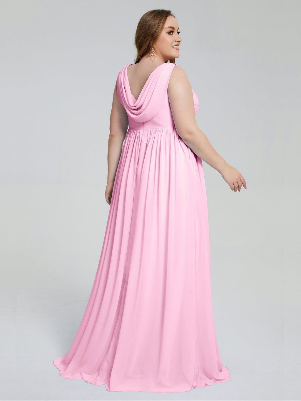 Angelina Sleeveless Plus Size Chiffon Long Bridesmaid Dresses
