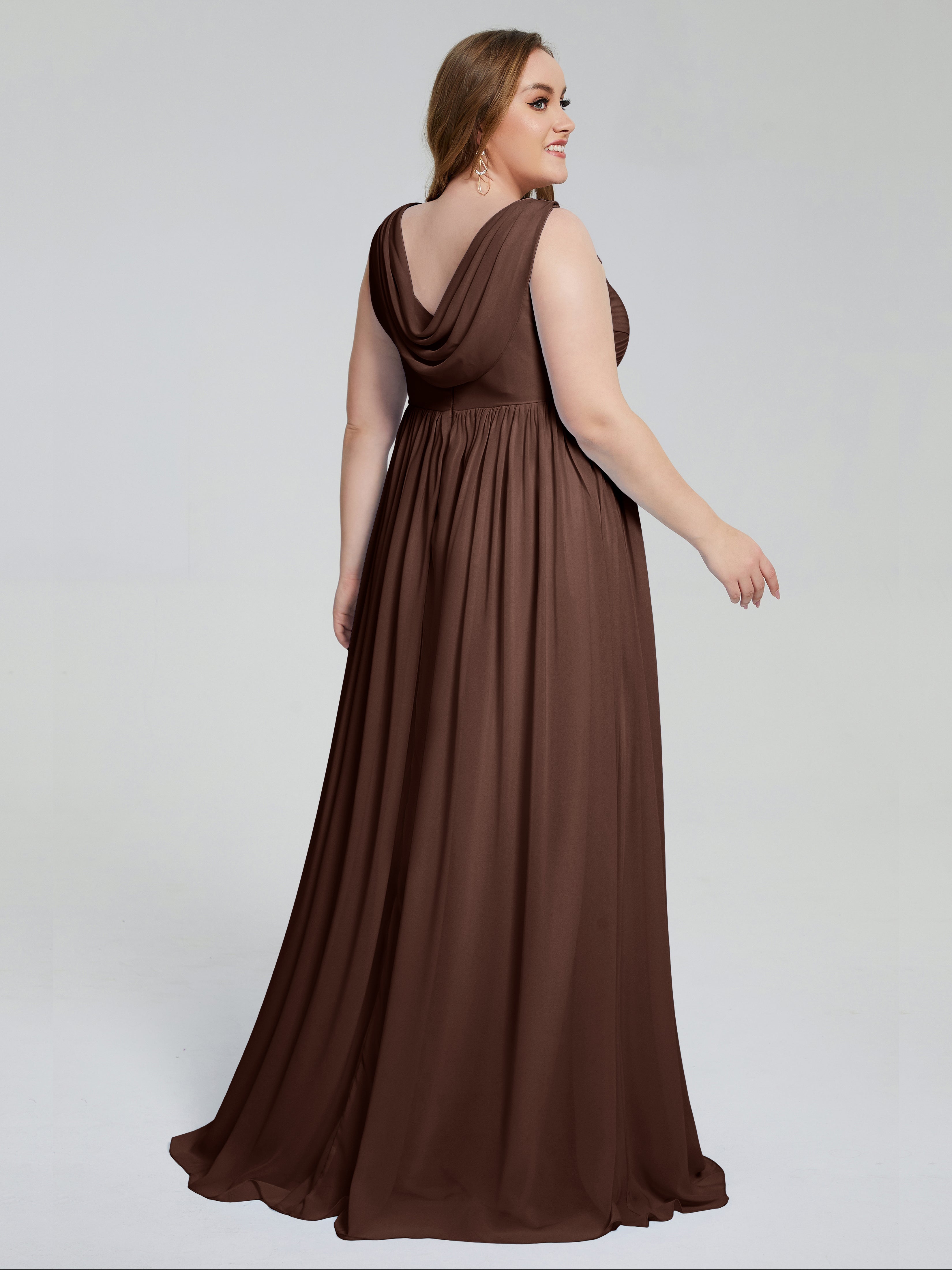 Angelina Sleeveless Plus Size Chiffon Long Bridesmaid Dresses
