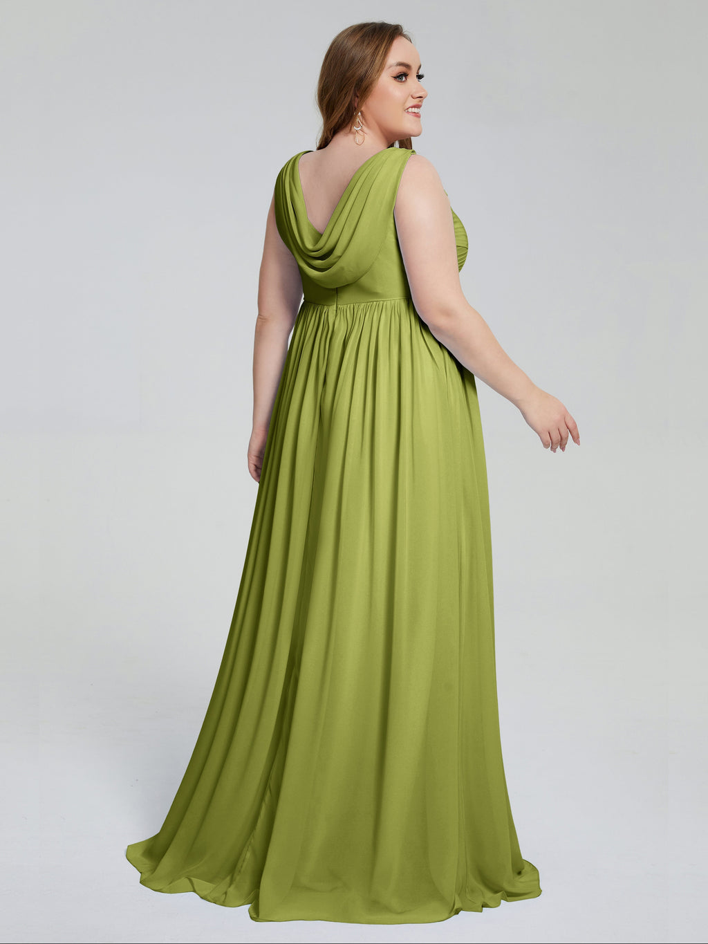 Angelina Sleeveless Plus Size Chiffon Long Bridesmaid Dresses