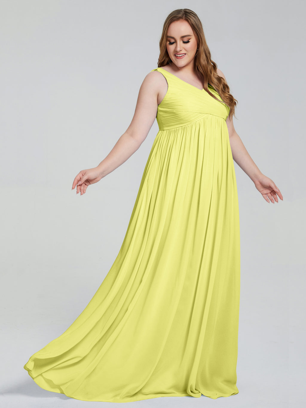 Angelina Sleeveless Plus Size Chiffon Long Bridesmaid Dresses