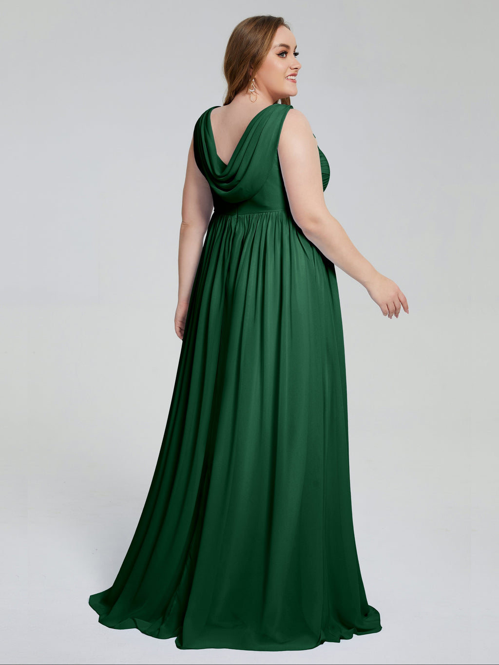 Angelina Sleeveless Plus Size Chiffon Long Bridesmaid Dresses