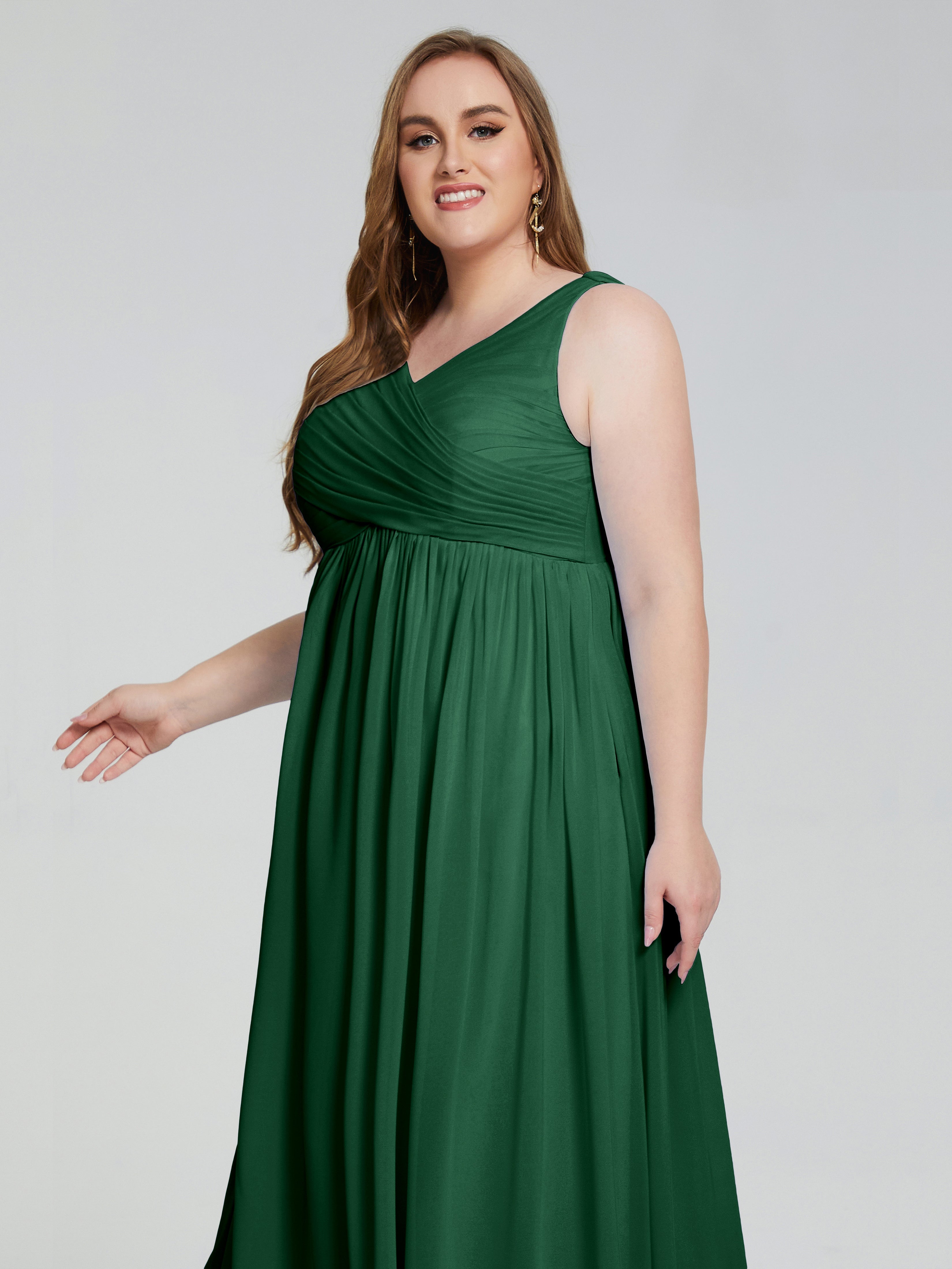 Angelina Sleeveless Plus Size Chiffon Long Bridesmaid Dresses
