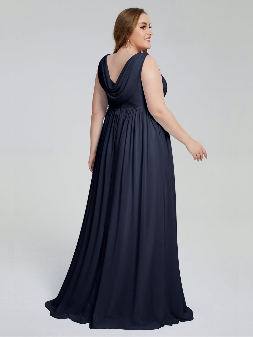 Angelina Sleeveless Plus Size Chiffon Long Bridesmaid Dresses