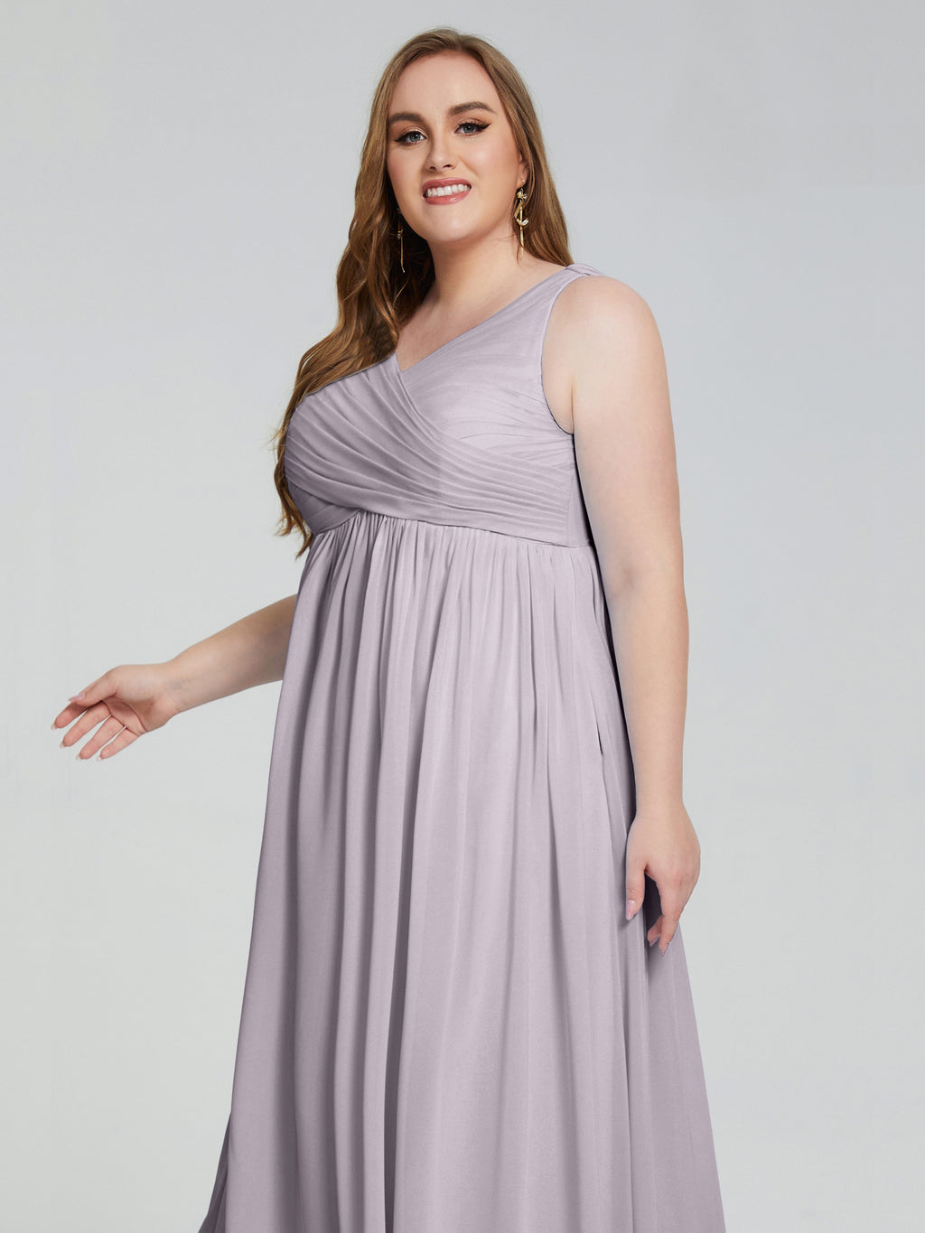 Angelina Sleeveless Plus Size Chiffon Long Bridesmaid Dresses