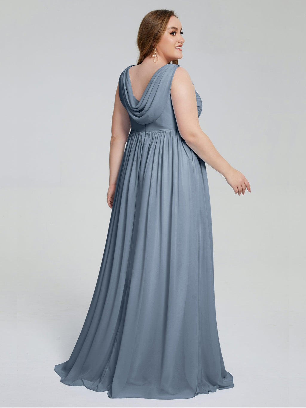 Angelina Sleeveless Plus Size Chiffon Long Bridesmaid Dresses
