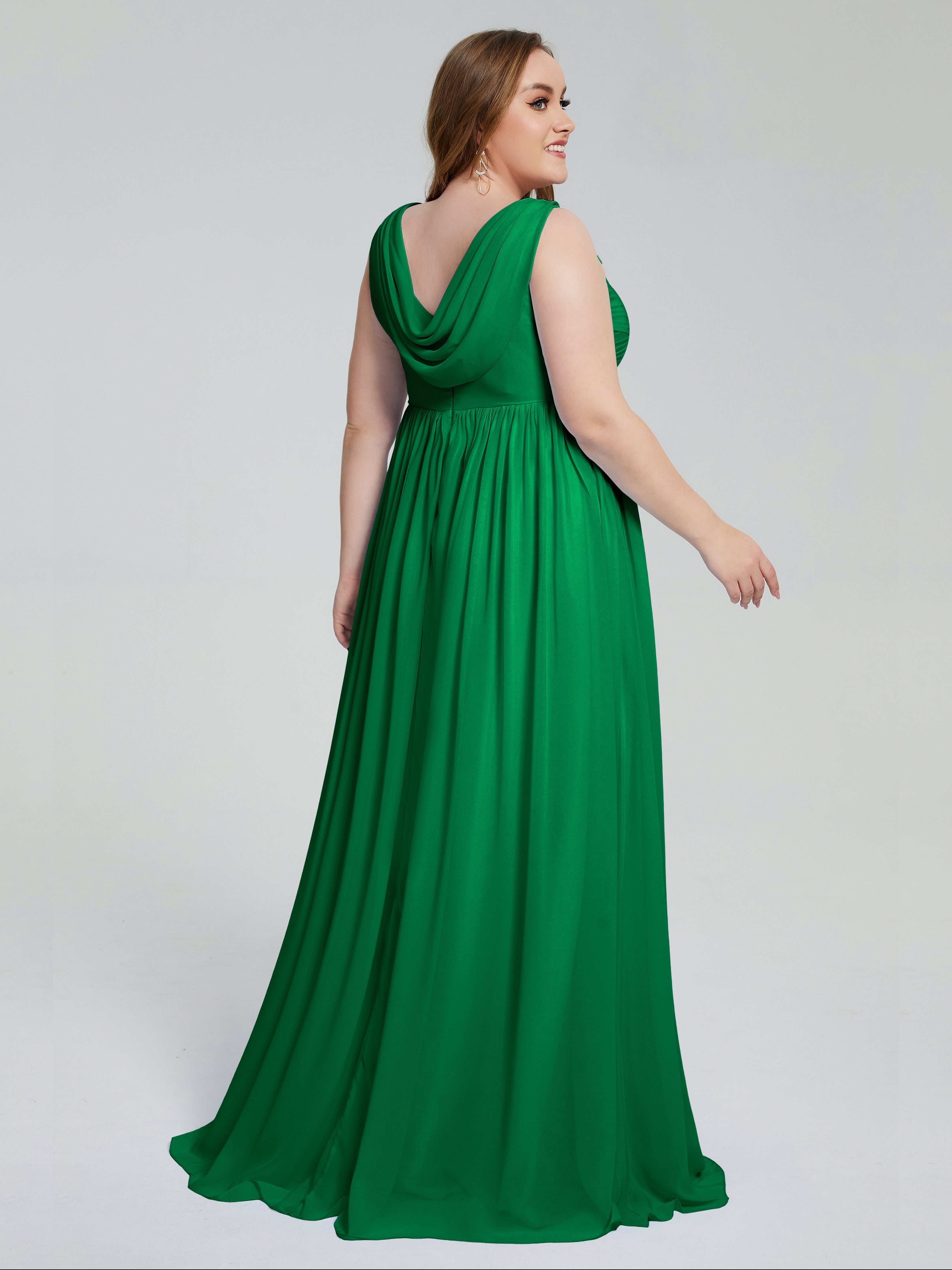 Angelina Sleeveless Plus Size Chiffon Long Bridesmaid Dresses
