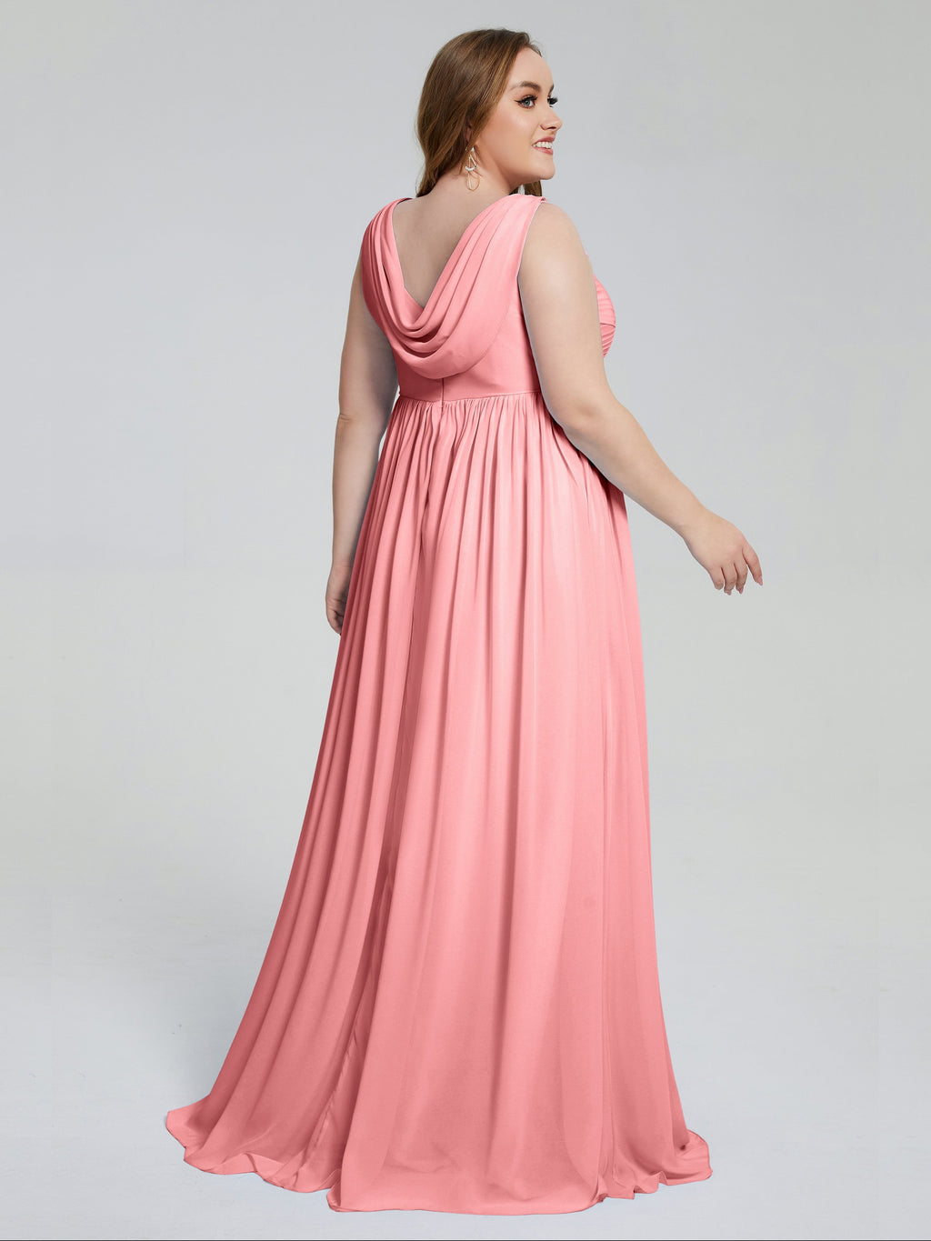 Angelina Sleeveless Plus Size Chiffon Long Bridesmaid Dresses