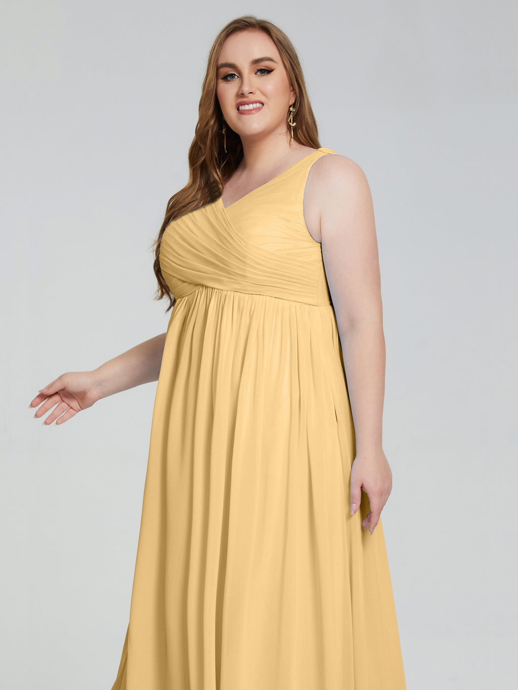 Angelina Sleeveless Plus Size Chiffon Long Bridesmaid Dresses