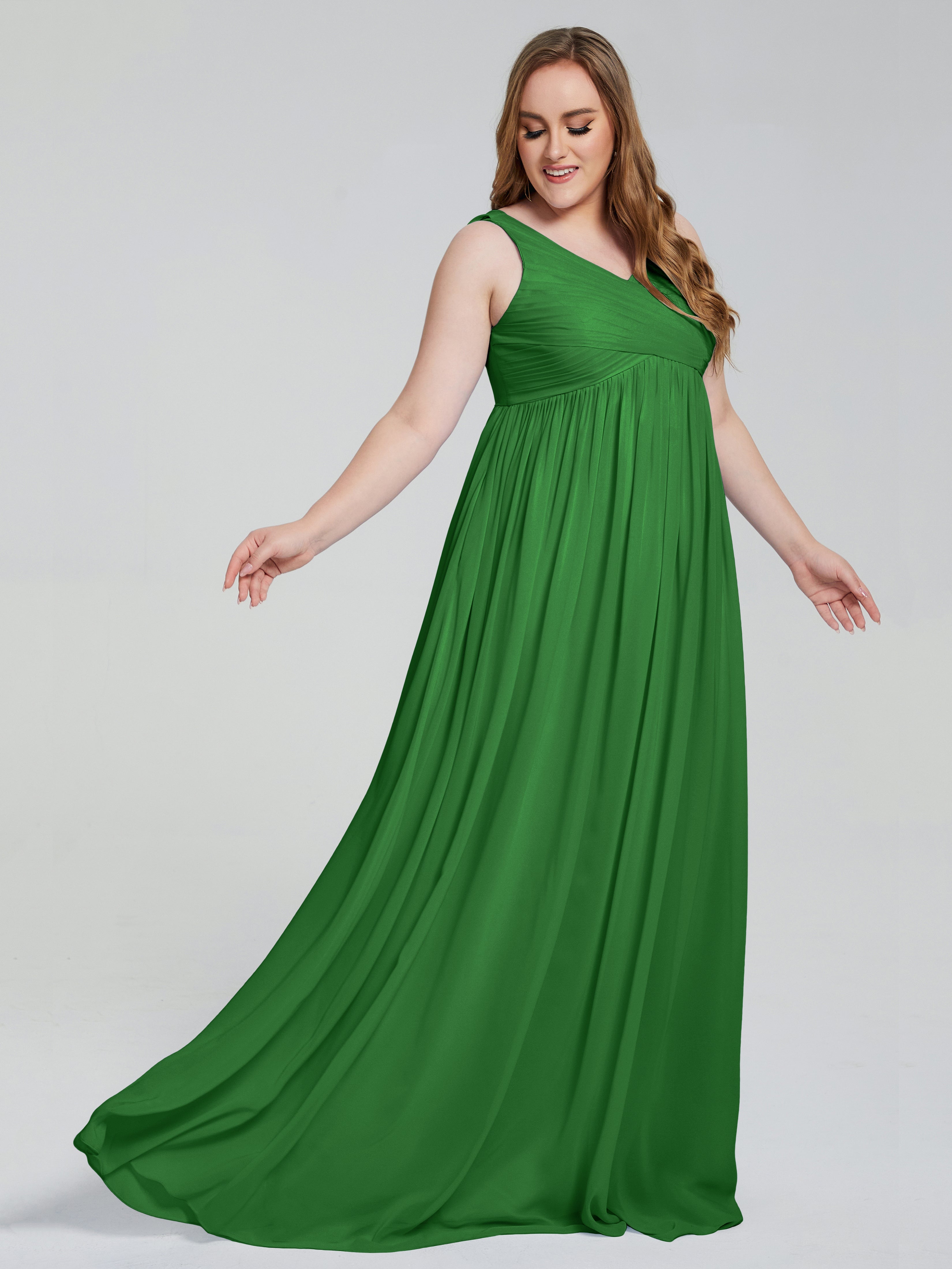 Angelina Sleeveless Plus Size Chiffon Long Bridesmaid Dresses