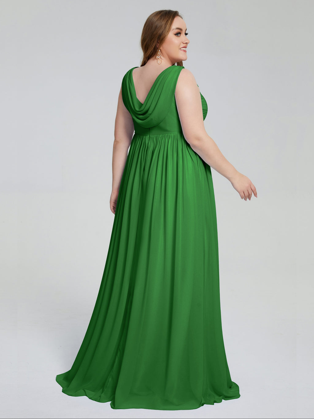 Angelina Sleeveless Plus Size Chiffon Long Bridesmaid Dresses