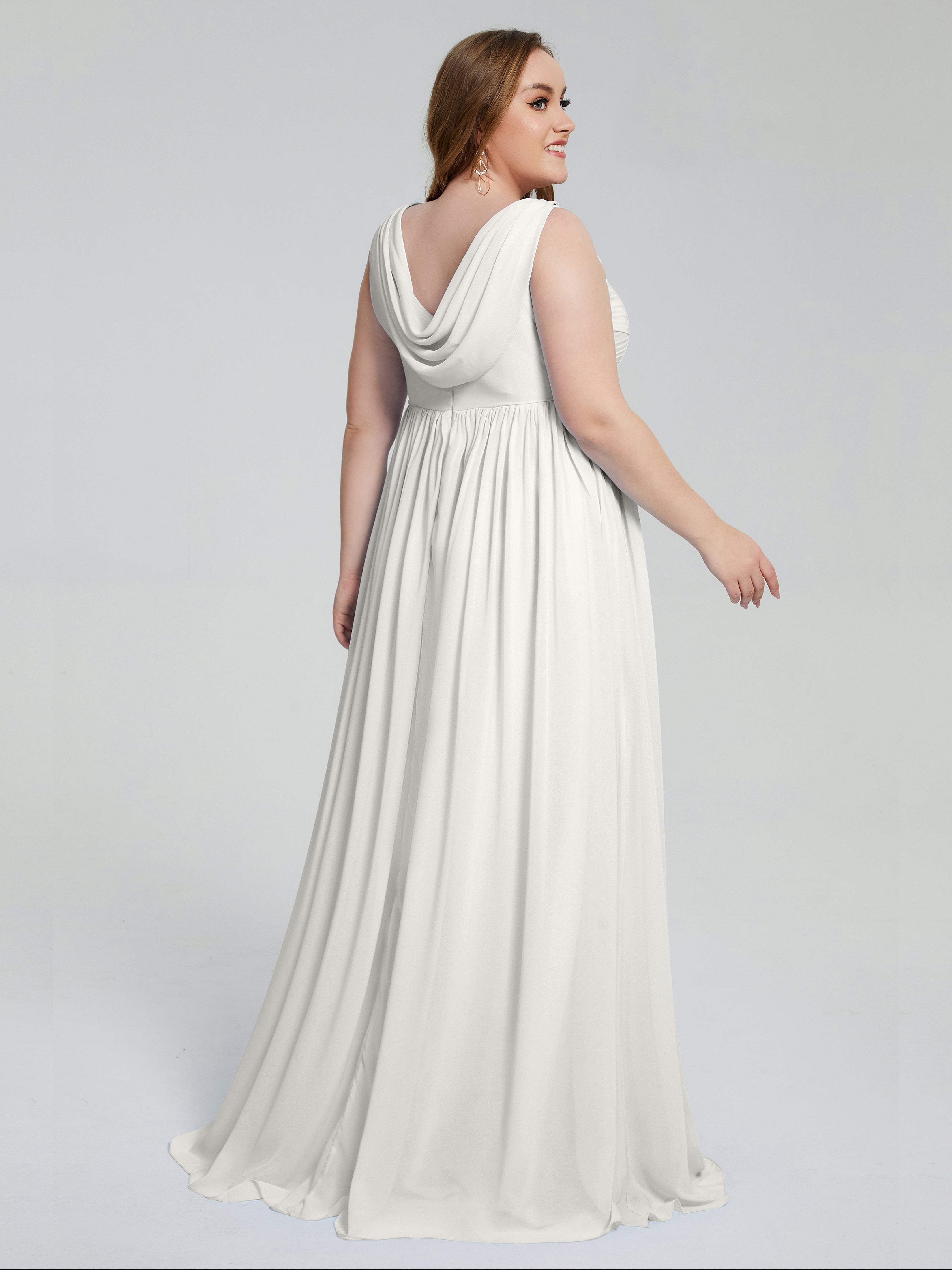 Angelina Sleeveless Plus Size Chiffon Long Bridesmaid Dresses