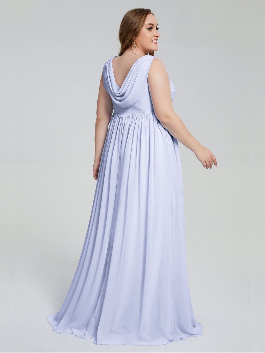 Angelina Sleeveless Plus Size Chiffon Long Bridesmaid Dresses