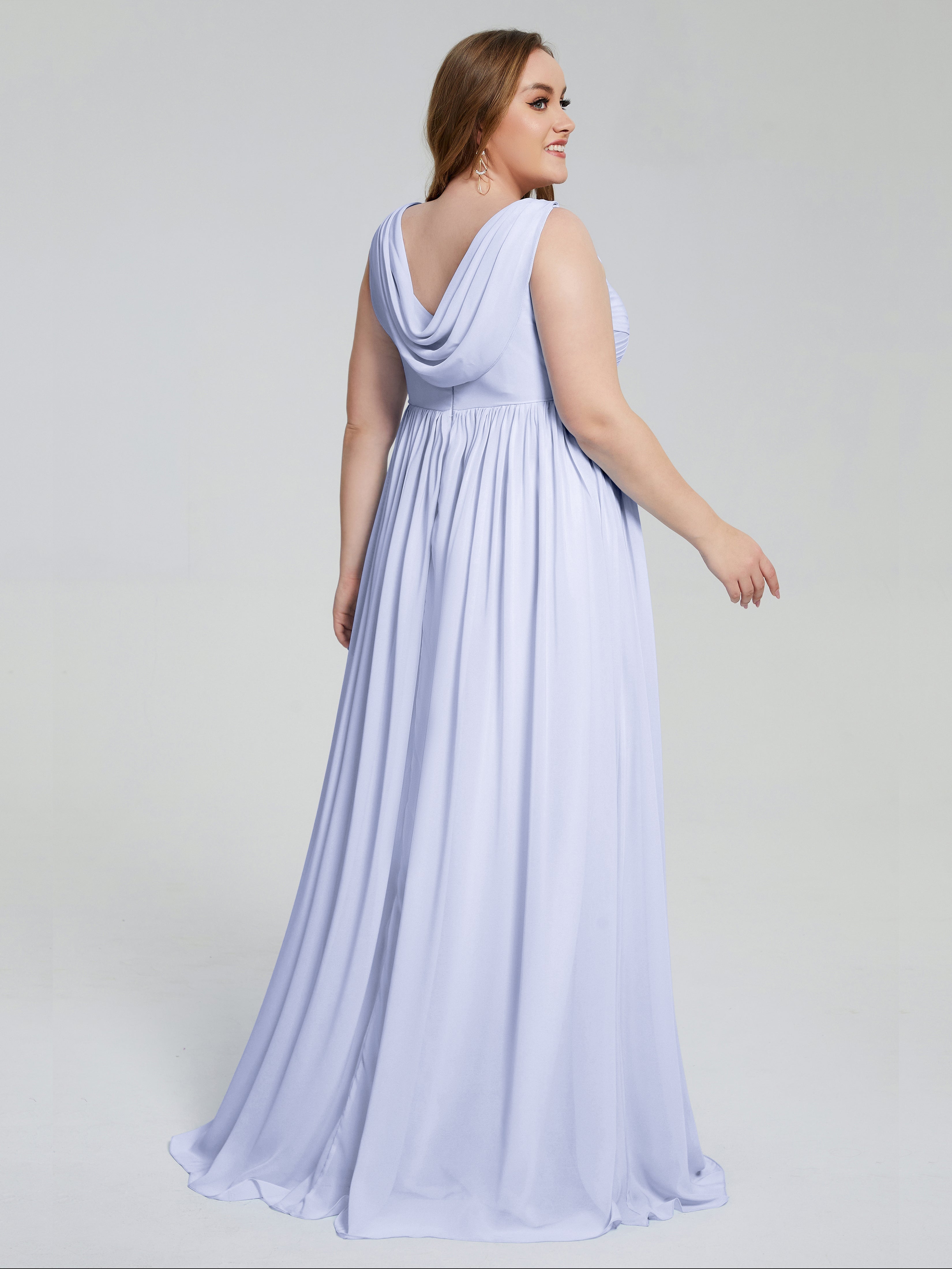 Angelina Sleeveless Plus Size Chiffon Long Bridesmaid Dresses