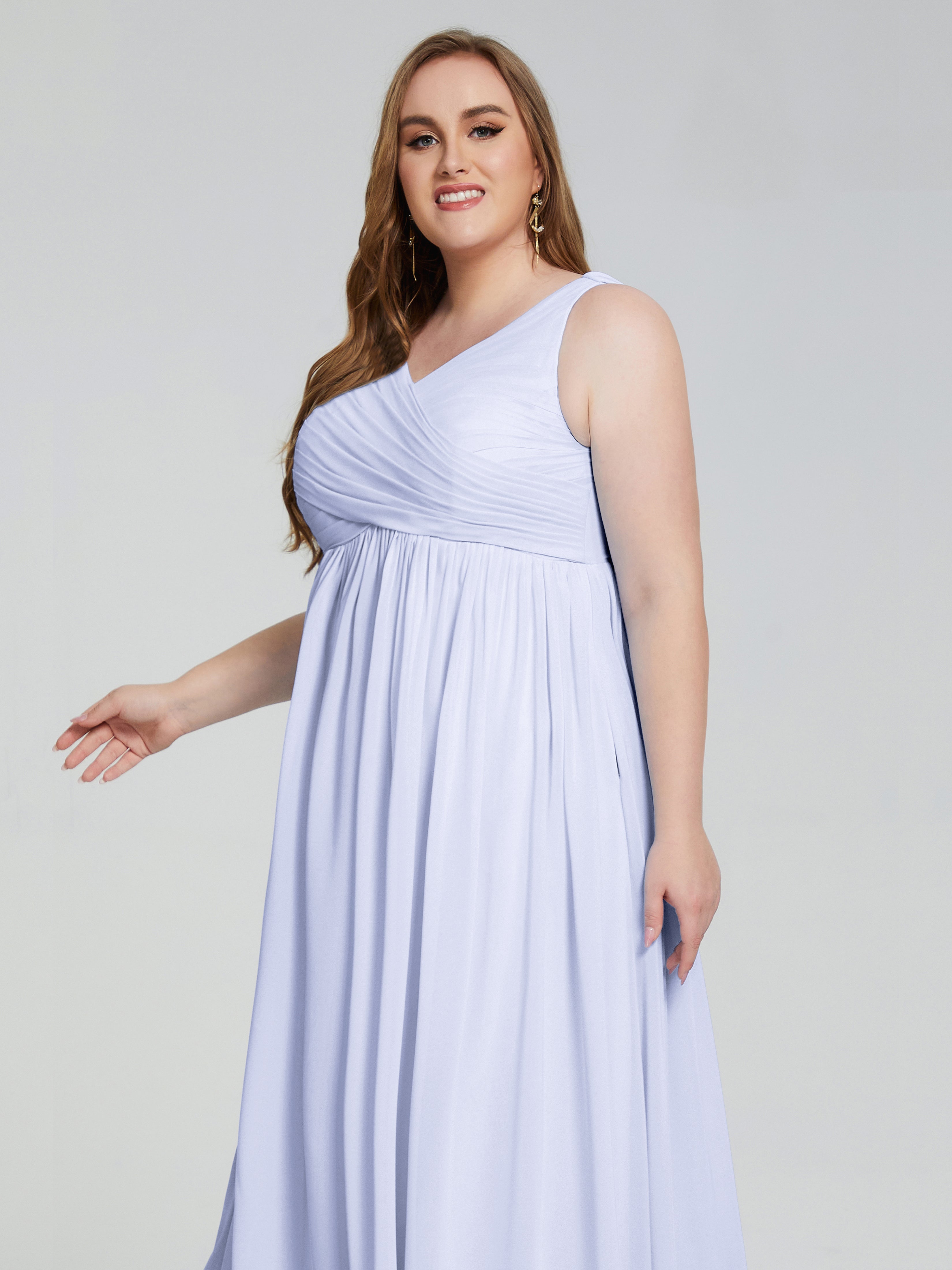 Angelina Sleeveless Plus Size Chiffon Long Bridesmaid Dresses