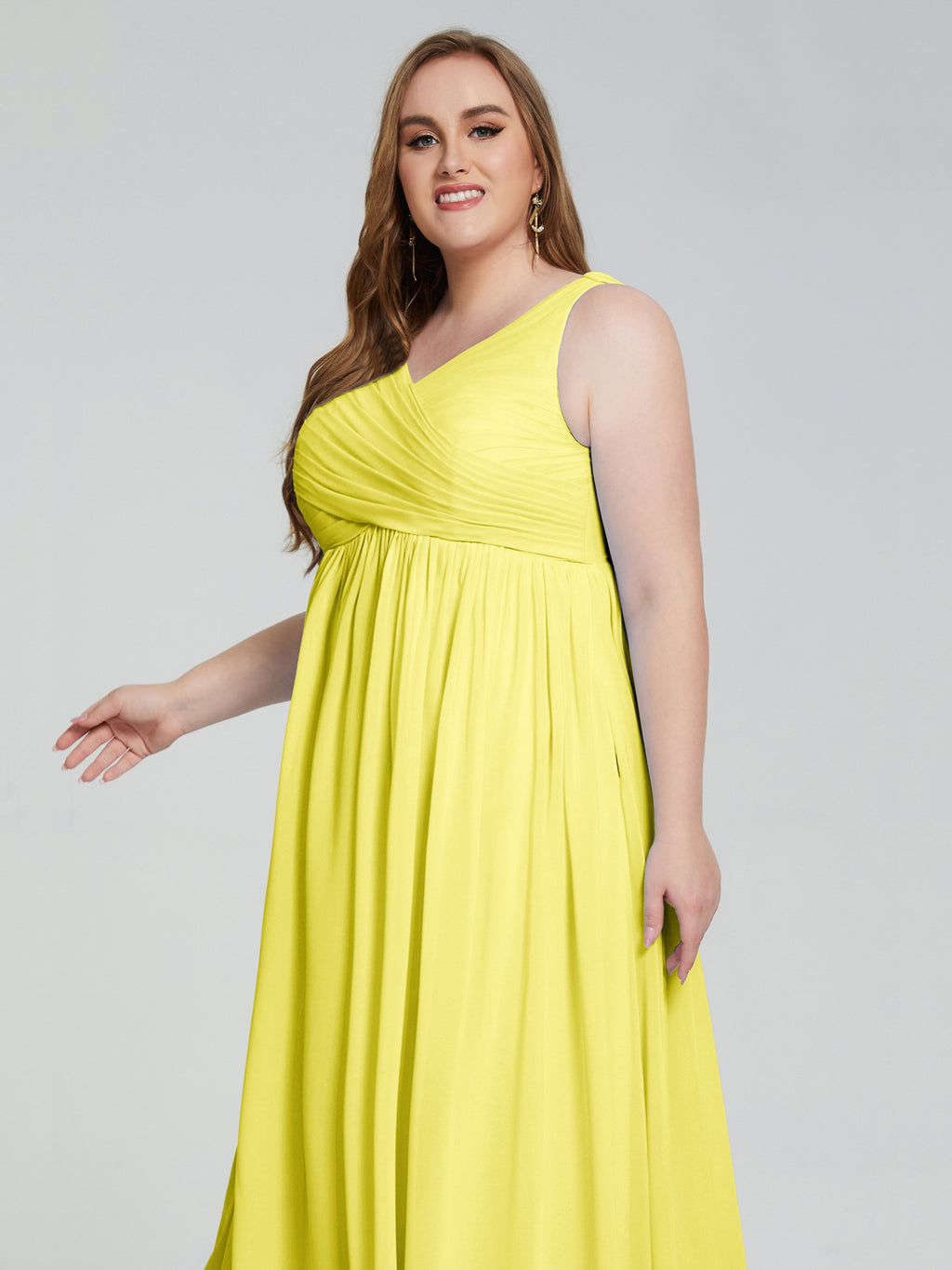 Angelina Sleeveless Plus Size Chiffon Long Bridesmaid Dresses