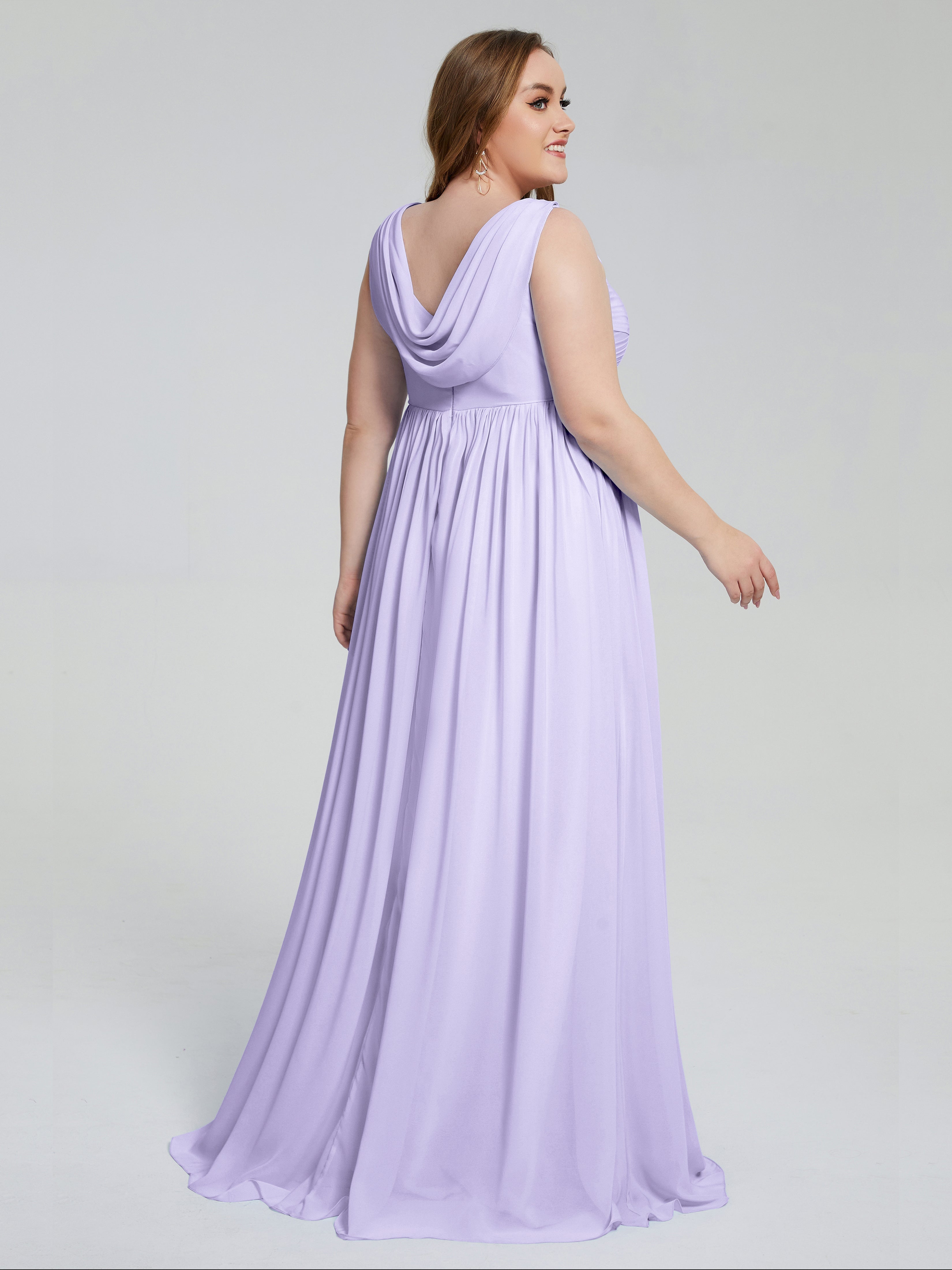Angelina Sleeveless Plus Size Chiffon Long Bridesmaid Dresses
